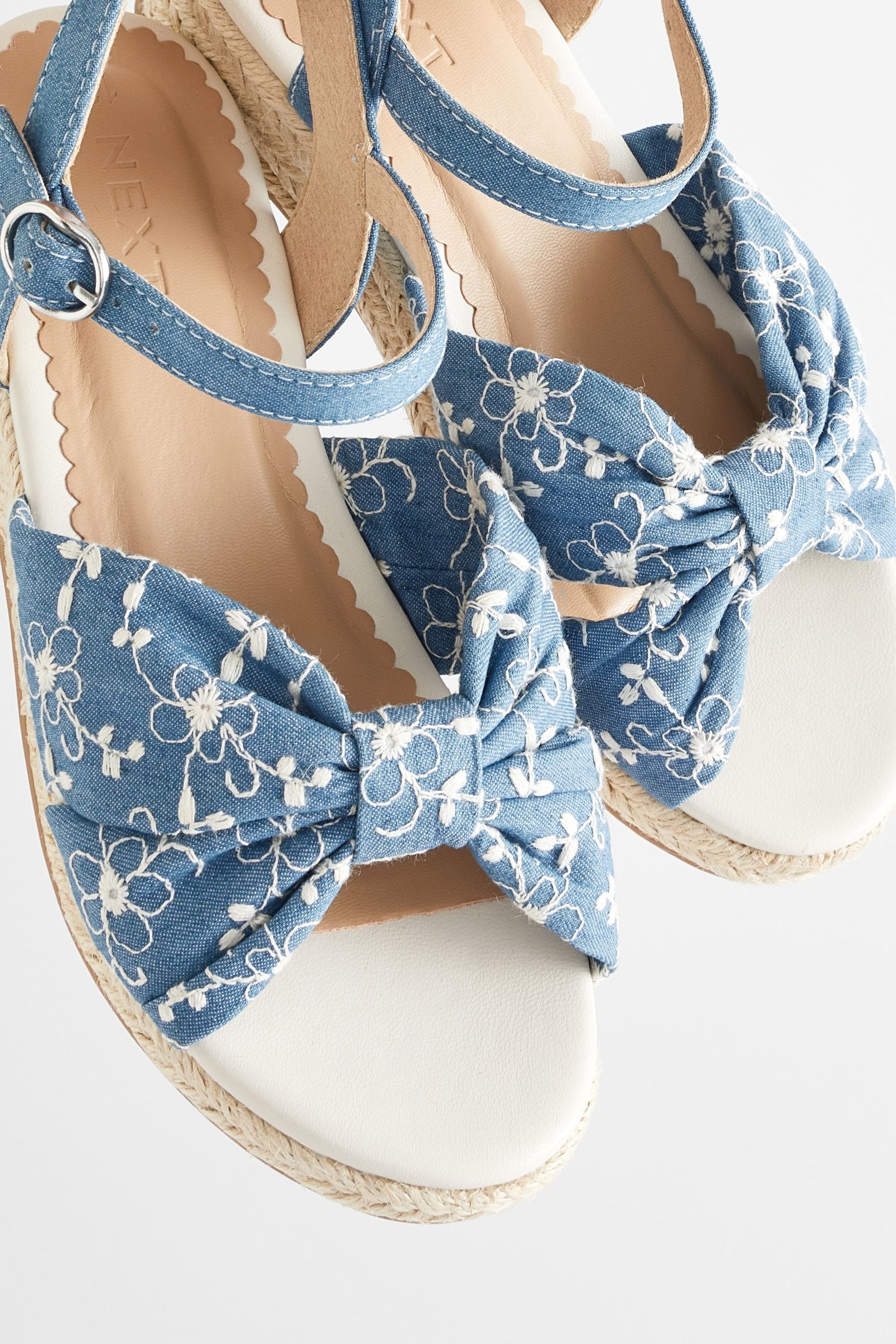 Blue denim wedges discount