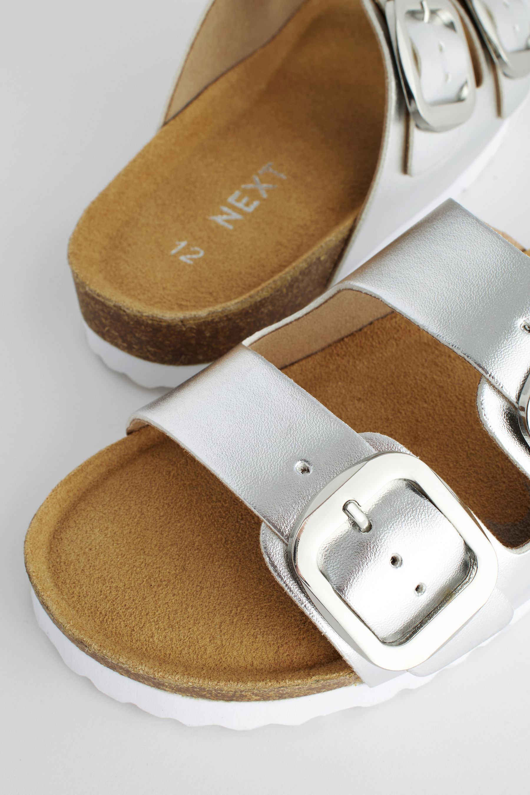 Buy Silver Metallic Corkbed Double Strap Sandals from the Next UK online shop