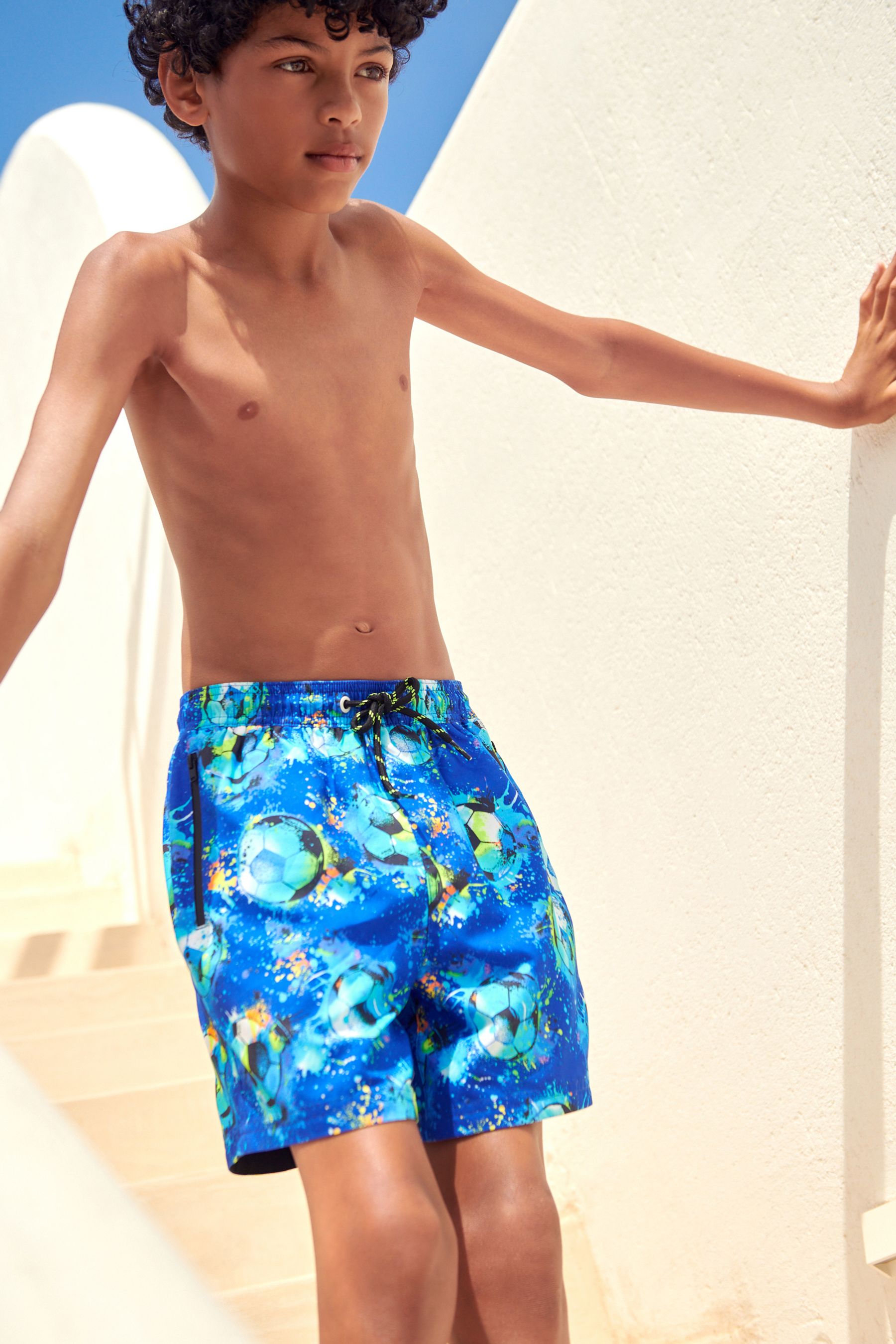 Buy Cobalt Football Printed Swim Shorts 3 16yrs from the Next UK online shop