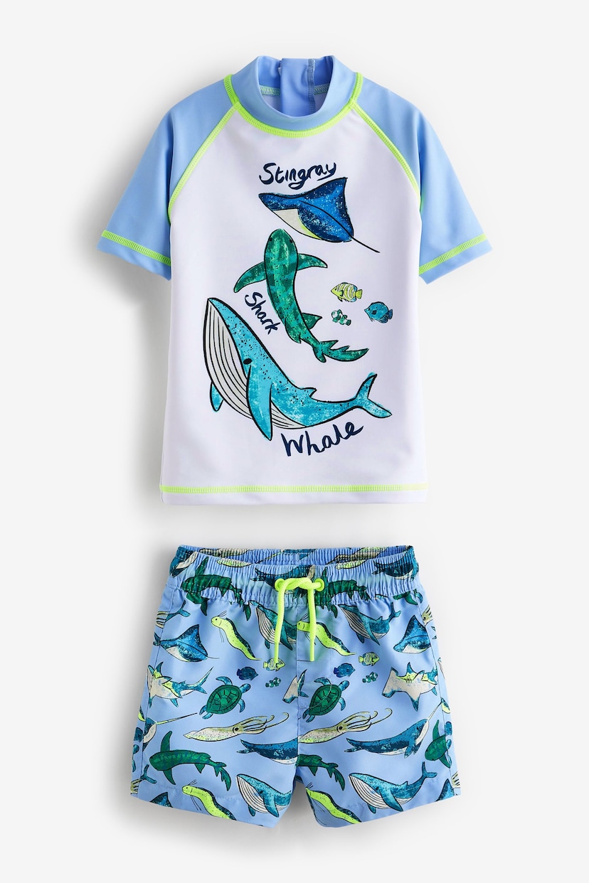 Light Blue Sealife Sunsafe Top and Shorts Set (3mths-7yrs) - Image 7 of 9