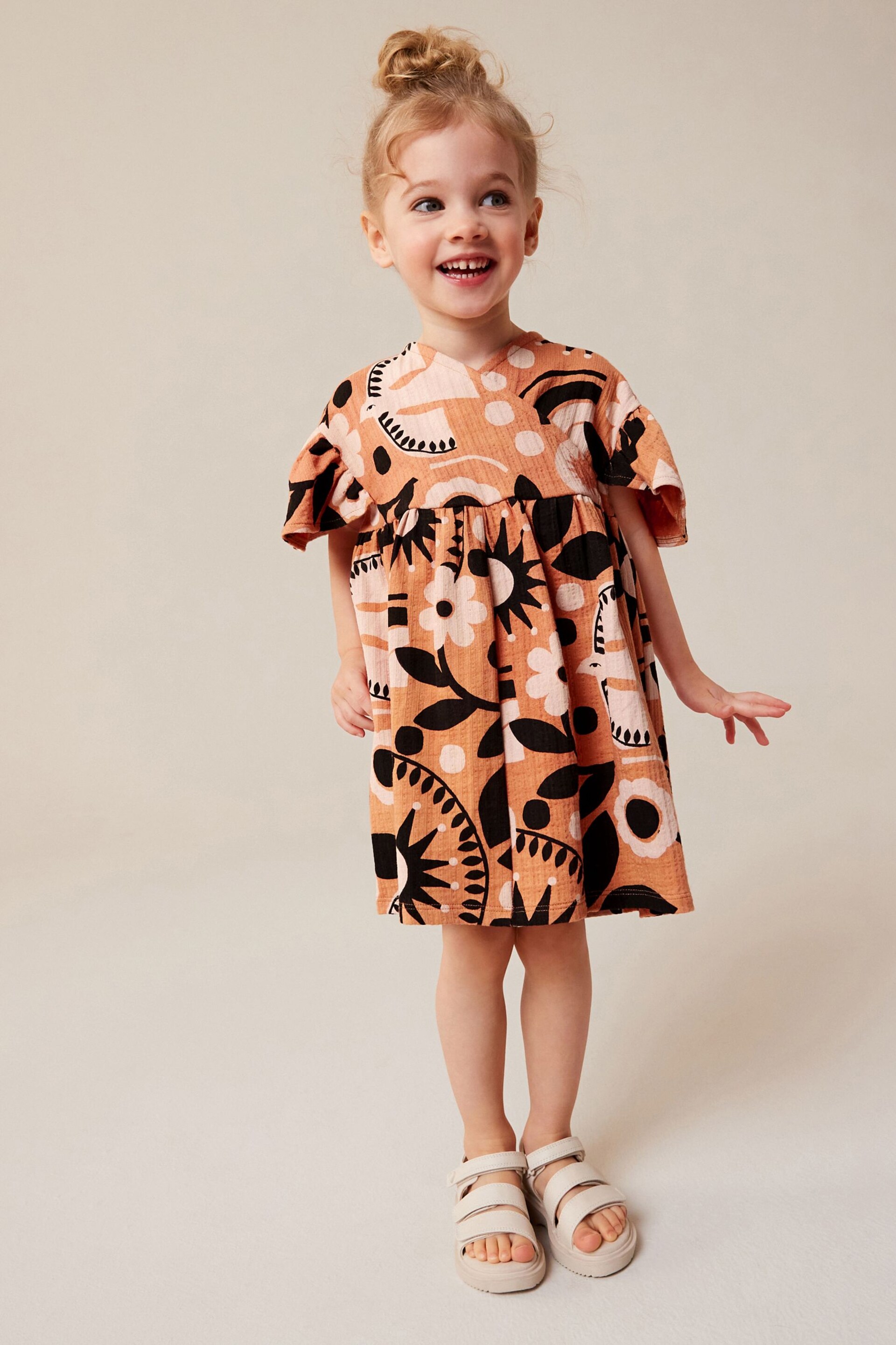 Brown Short Sleeeve Wrap Dress (3mths-7yrs) - Image 2 of 8