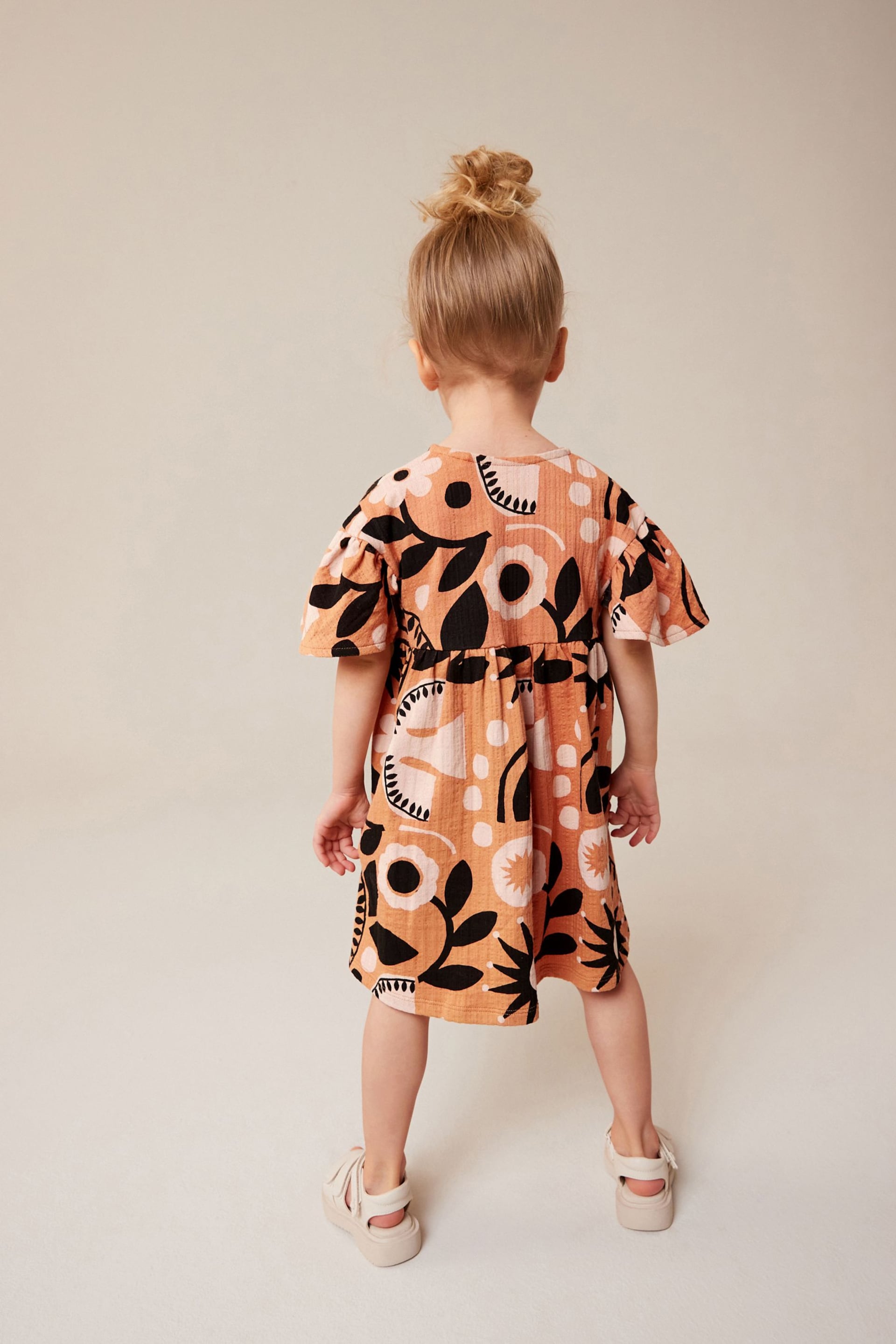Brown Short Sleeeve Wrap Dress (3mths-7yrs) - Image 3 of 8
