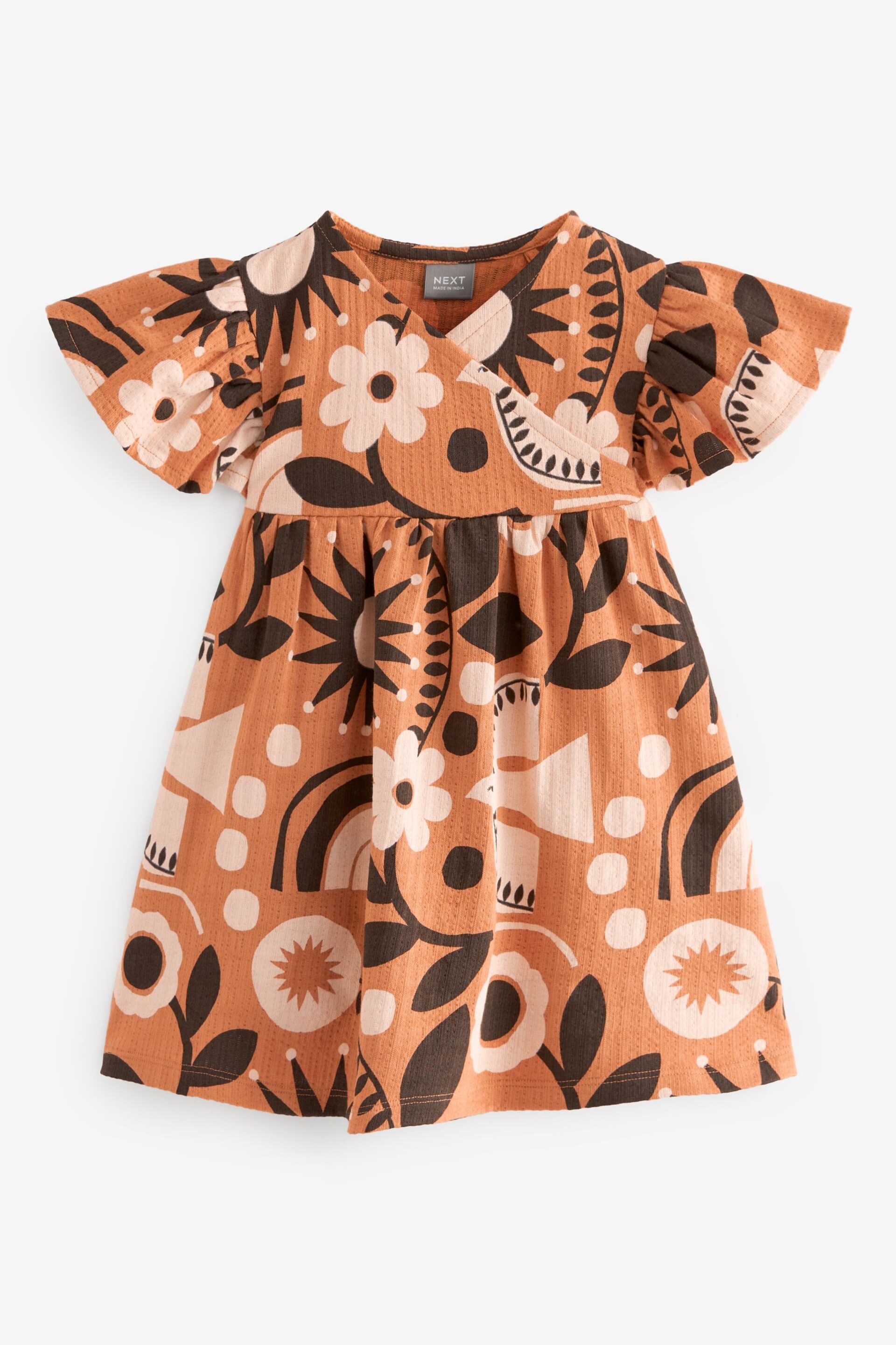Brown Short Sleeeve Wrap Dress (3mths-7yrs) - Image 5 of 8