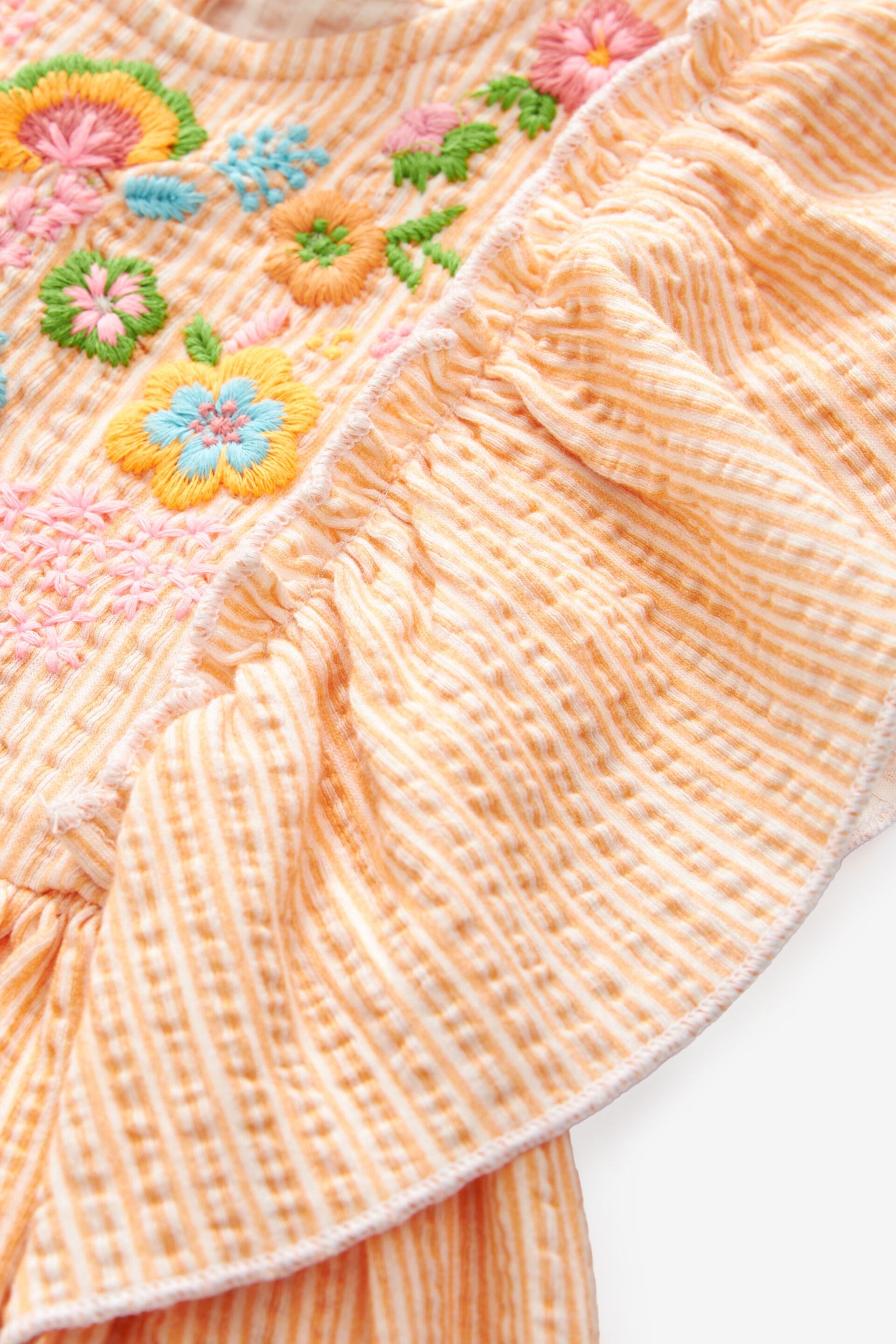 Orange Short Sleeve Embroidered Dress (3mths-7yrs) - Image 3 of 3