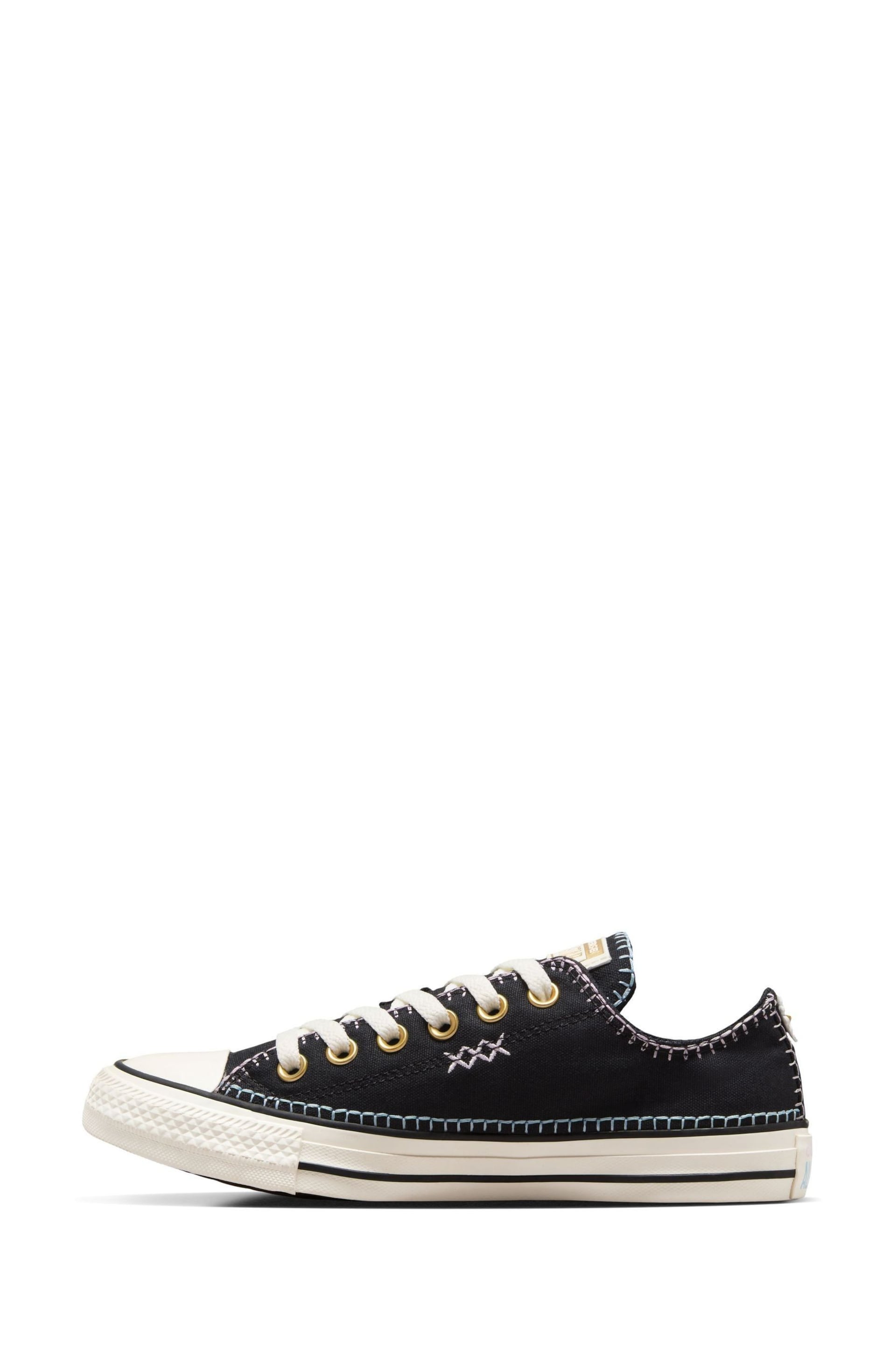Converse Black Chuck Taylor All Star Crafted Stitching Ox Trainers - Image 2 of 10