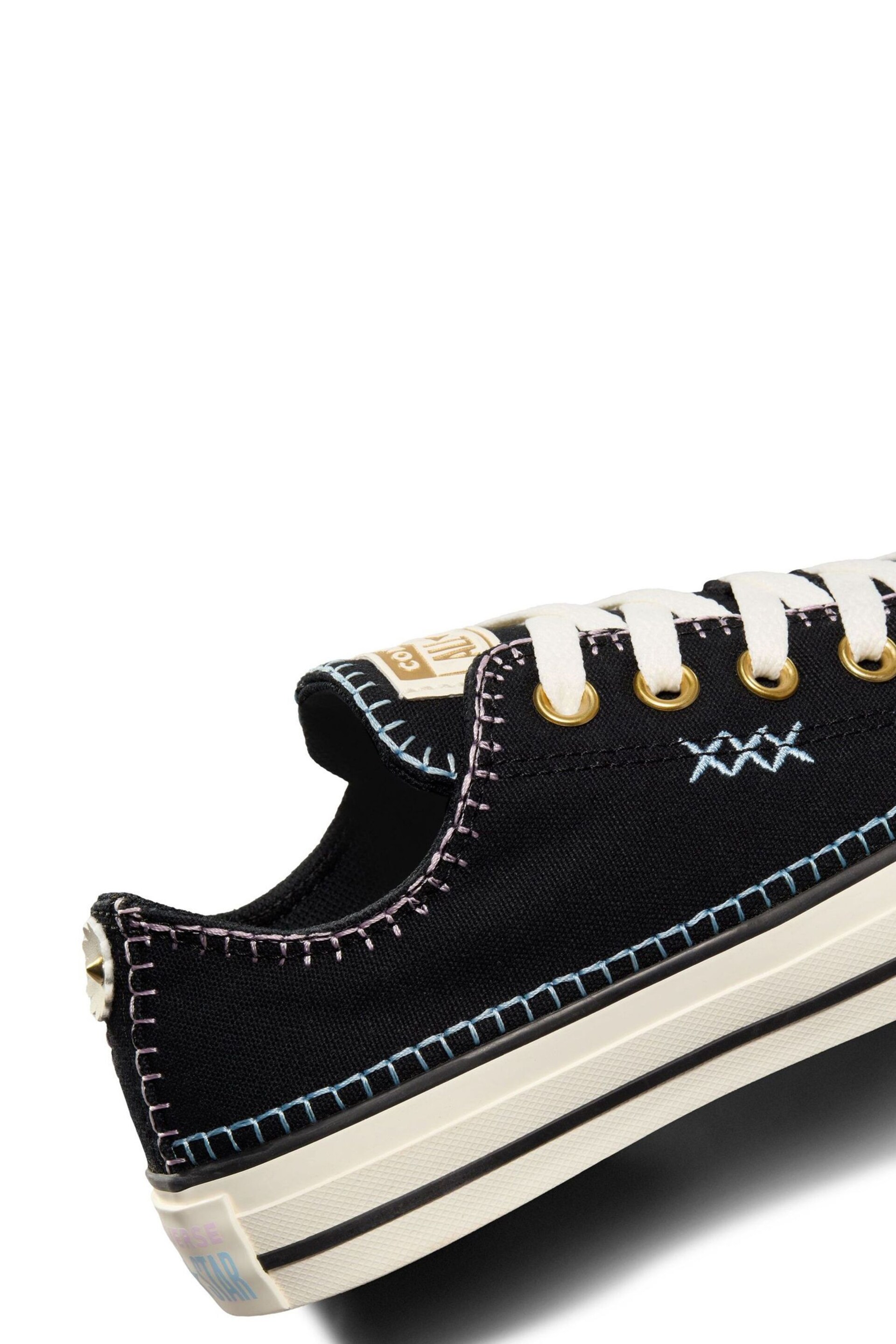 Converse Black Chuck Taylor All Star Crafted Stitching Ox Trainers - Image 9 of 10