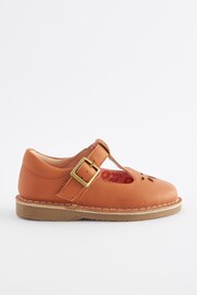 Tan Brown Leather T-Bar Shoes - Image 2 of 6