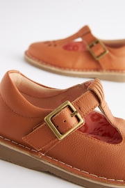 Tan Brown Leather T-Bar Shoes - Image 4 of 6