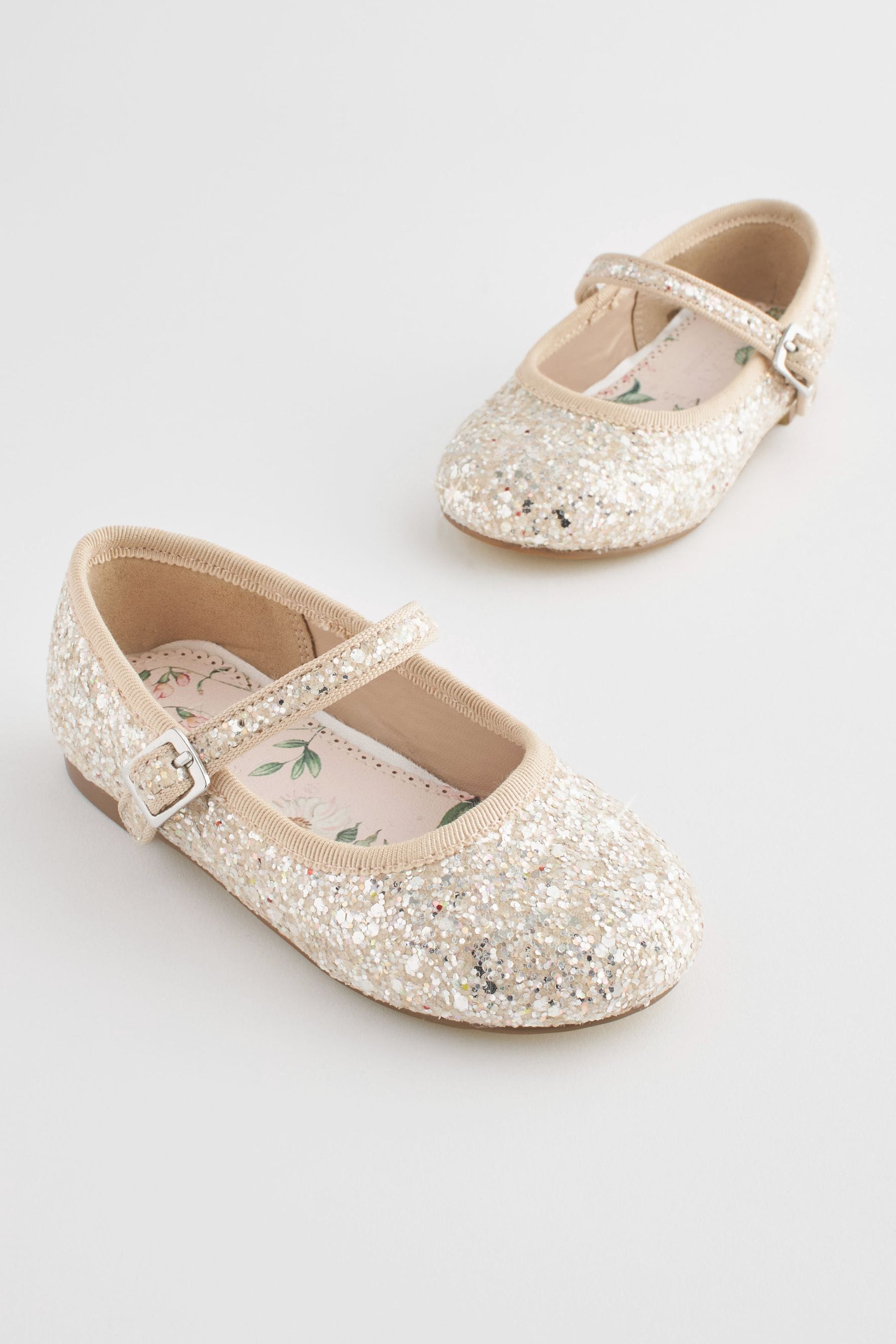 Ivory Glitter Standard Fit F Bridesmaid Occasion Mary Jane Shoes
