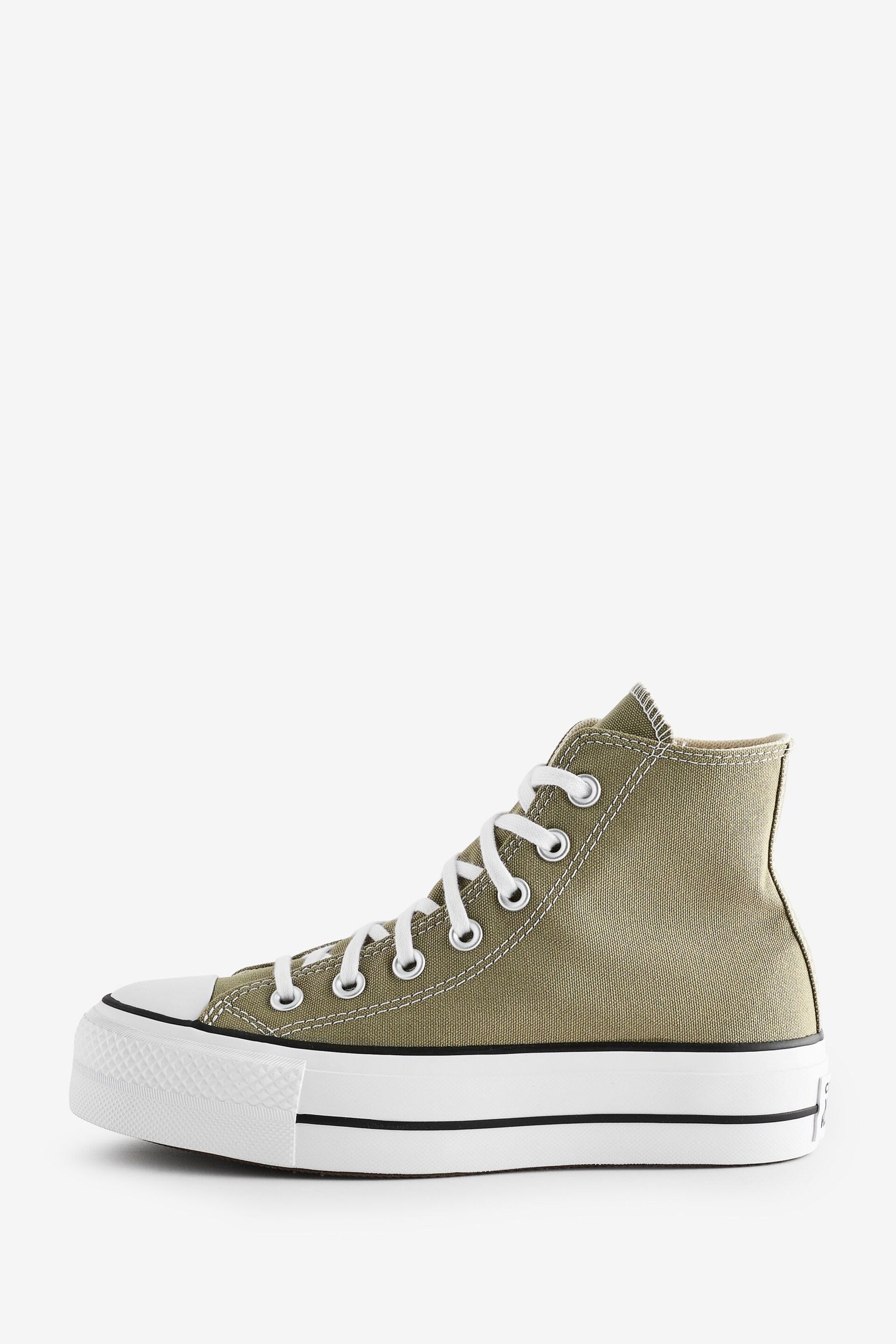 Converse Khaki Green Chuck Taylor All Star High Top Lift Trainers - Image 2 of 9