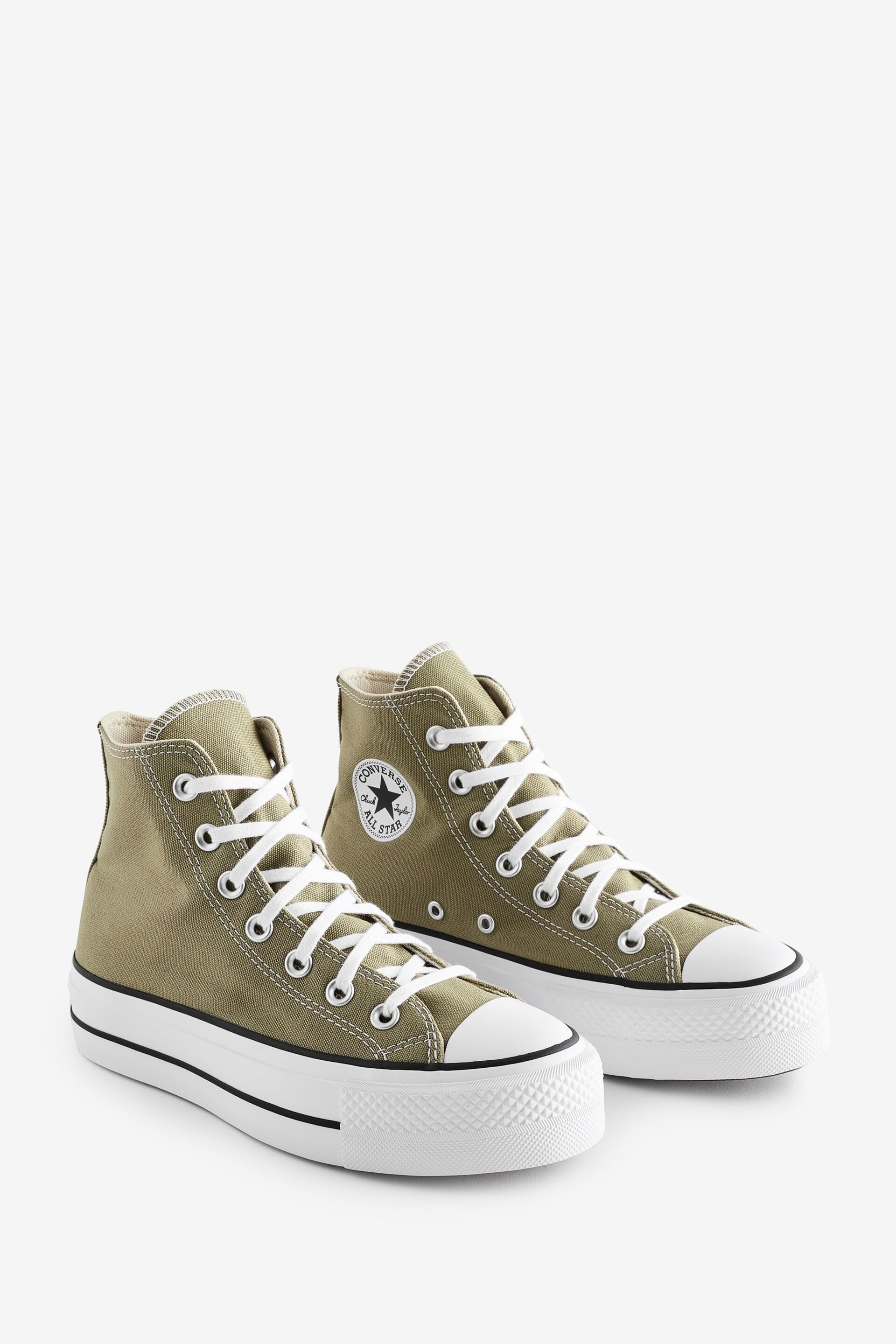 Converse Khaki Green Chuck Taylor All Star High Top Lift Trainers - Image 3 of 9