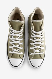 Converse Khaki Green Chuck Taylor All Star High Top Lift Trainers - Image 5 of 9