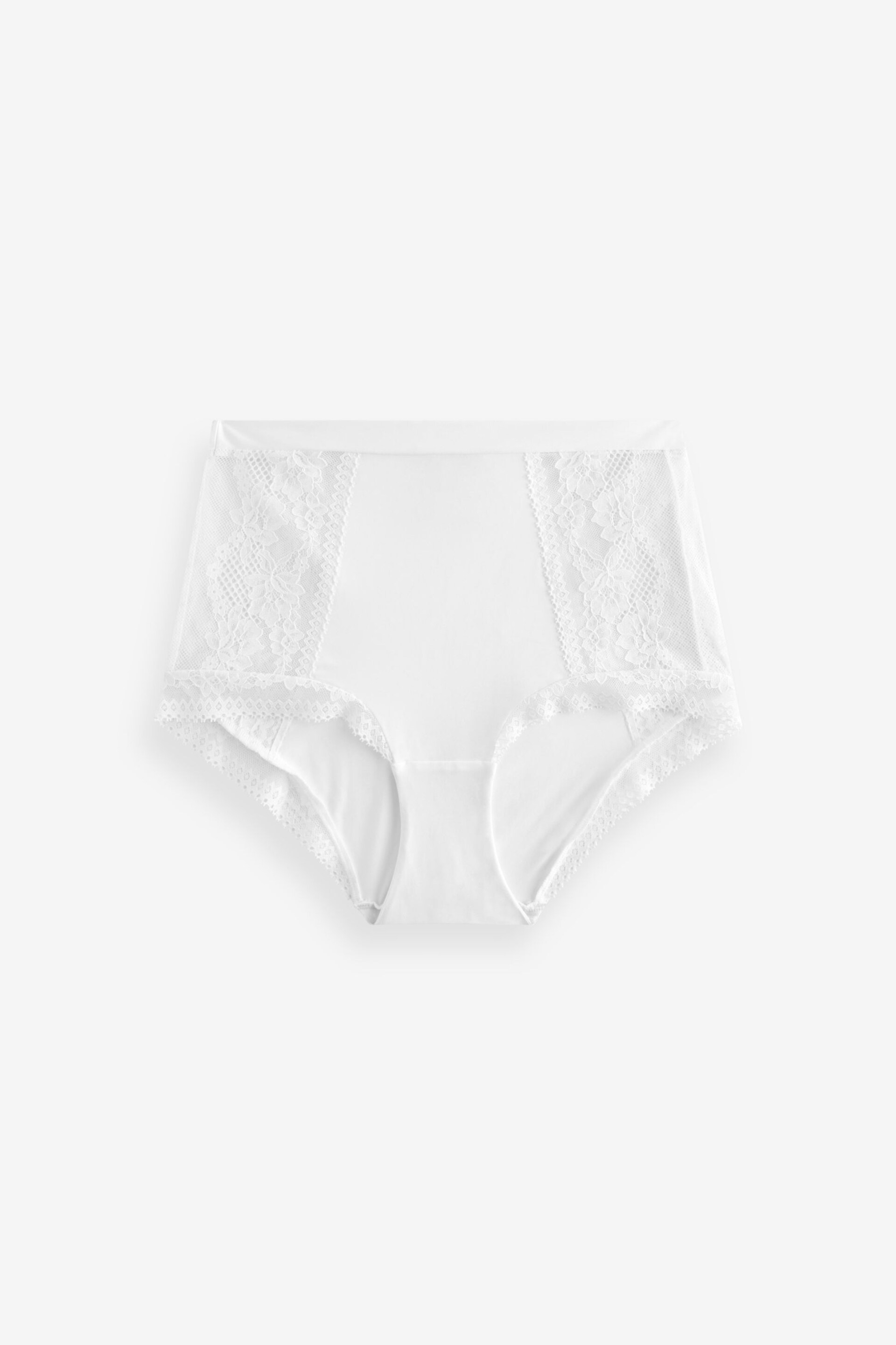White High Rise Microfibre And Lace Knickers - Image 4 of 5