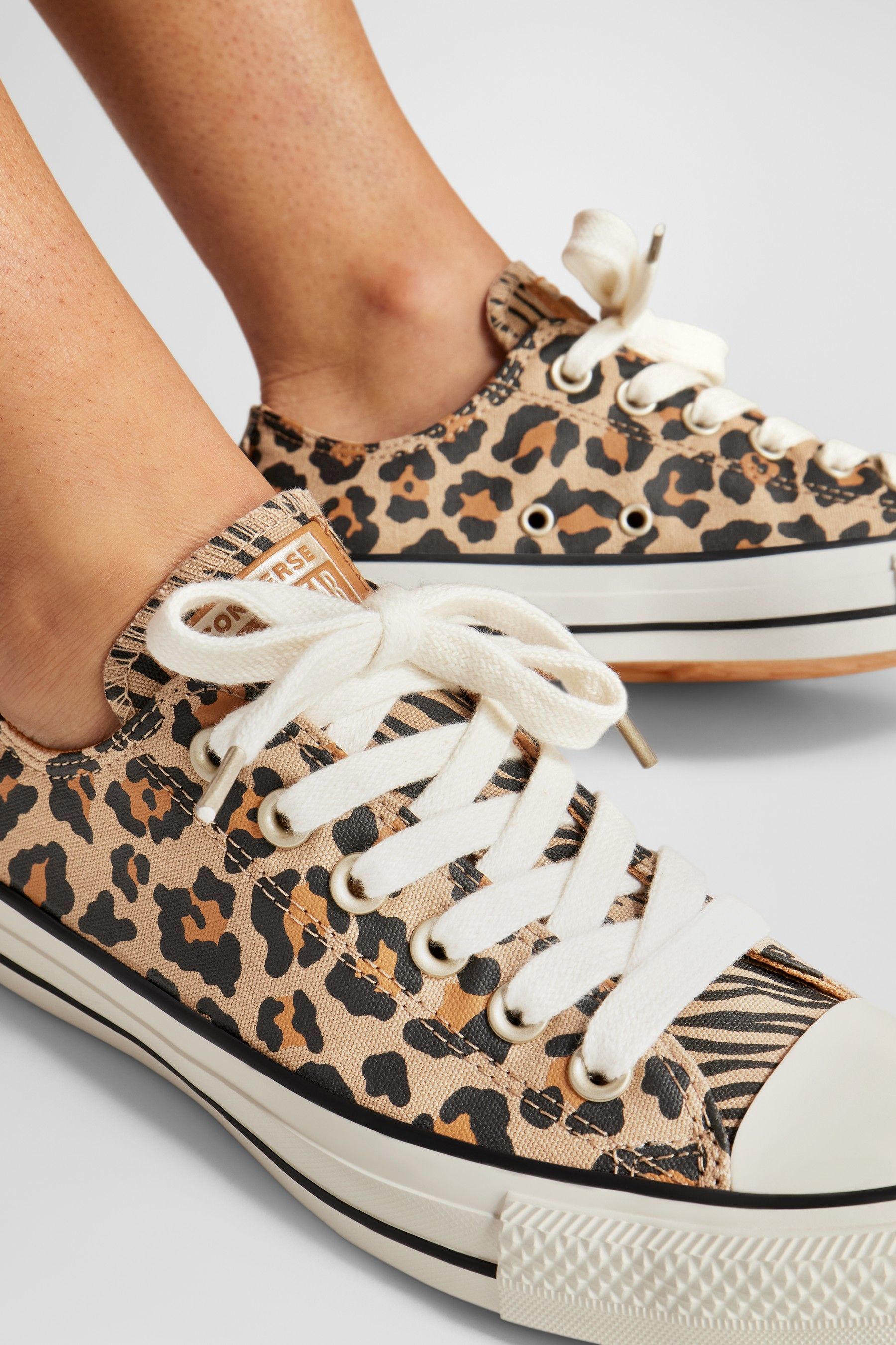 Buy Converse Black Chuck Taylor All Star Ox Leopard Animal Print Low Top Trainers from Next Luxembourg