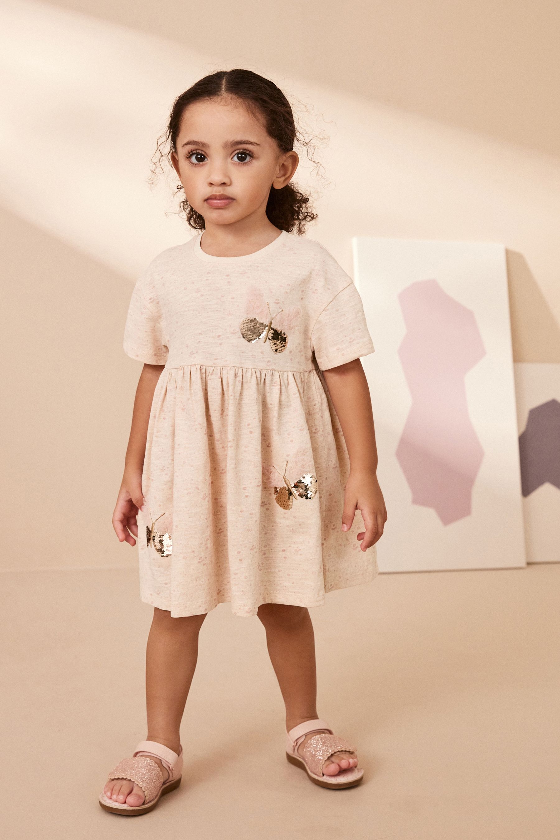 Buy Pale Pink 100 Cotton Sequin Jersey Dress 3mths 7yrs from the Next UK online shop