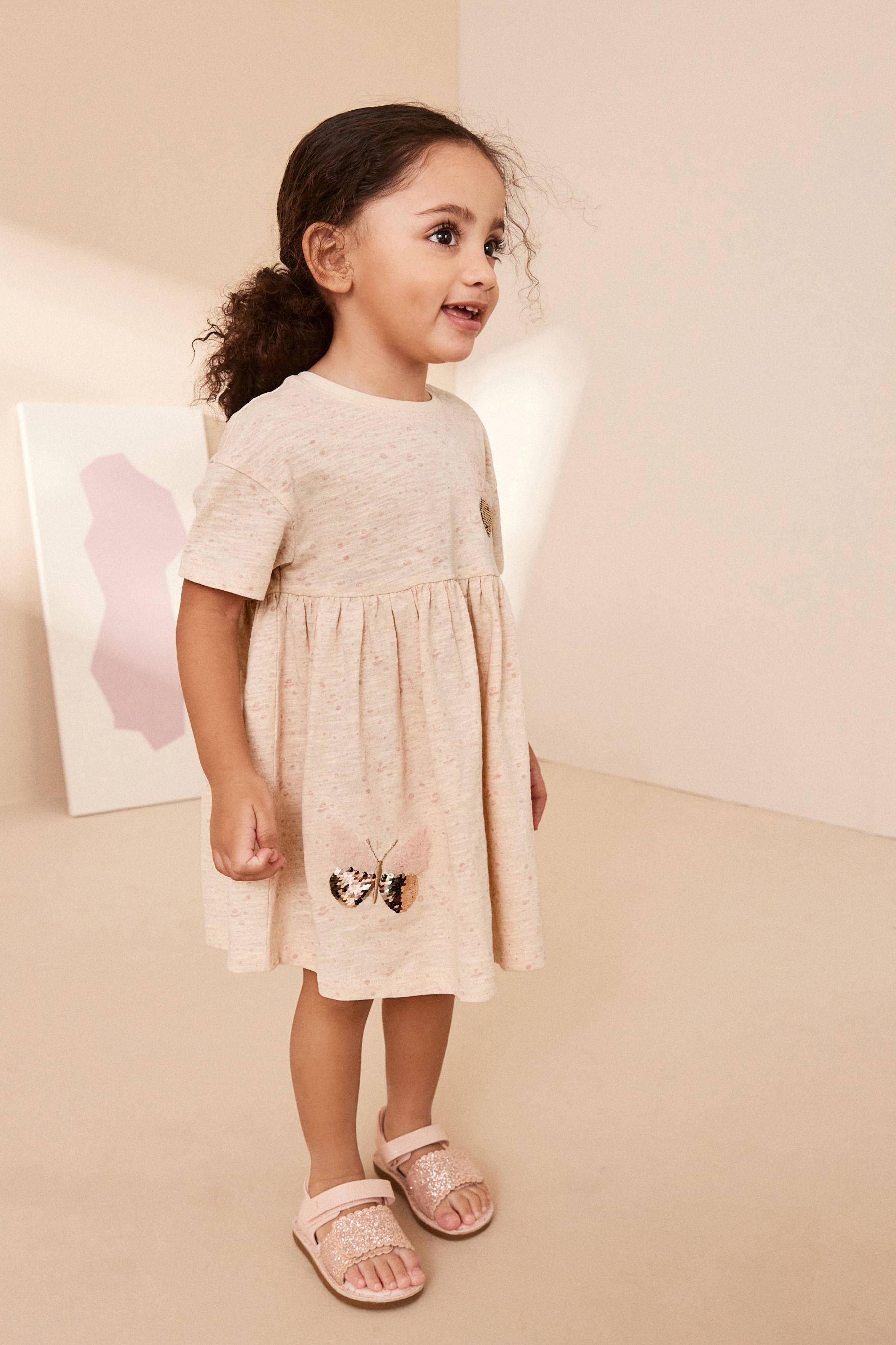 Buy Pale Pink 100 Cotton Sequin Jersey Dress 3mths 7yrs from the Next UK online shop