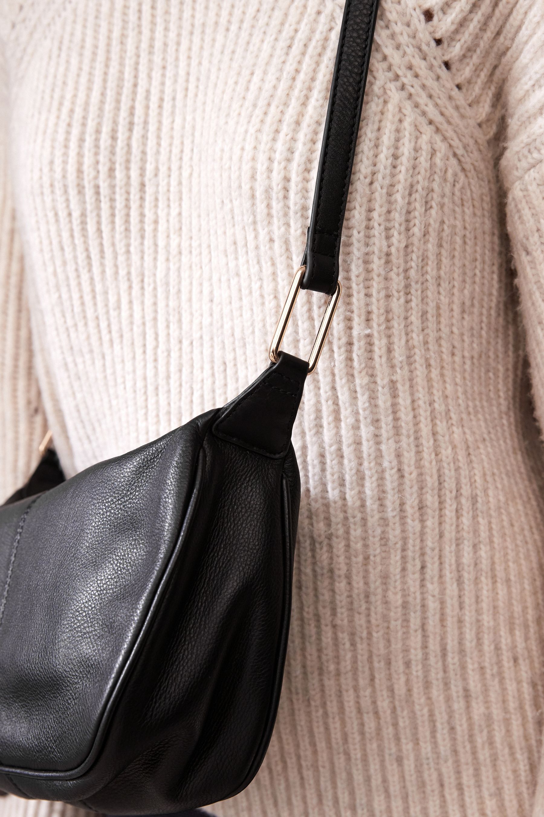 NEXT Black Leather Sling Bag one Womens