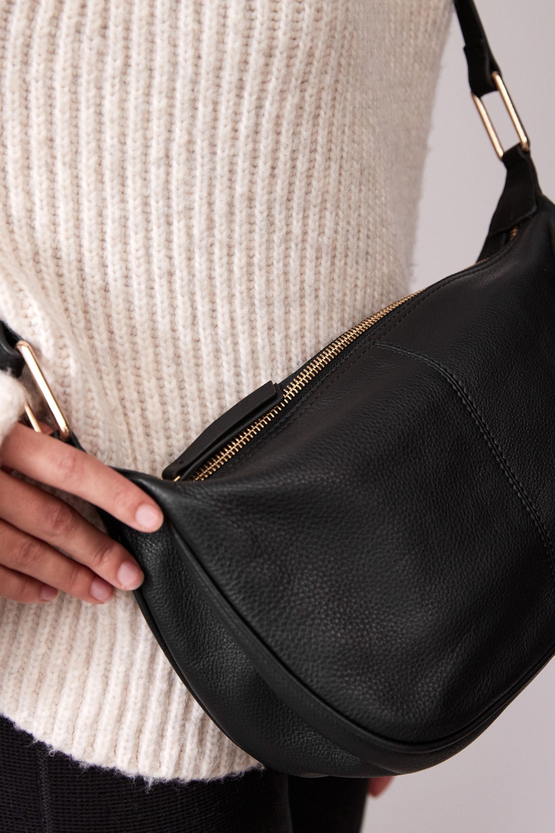 NEXT Black Leather Sling Bag one Womens