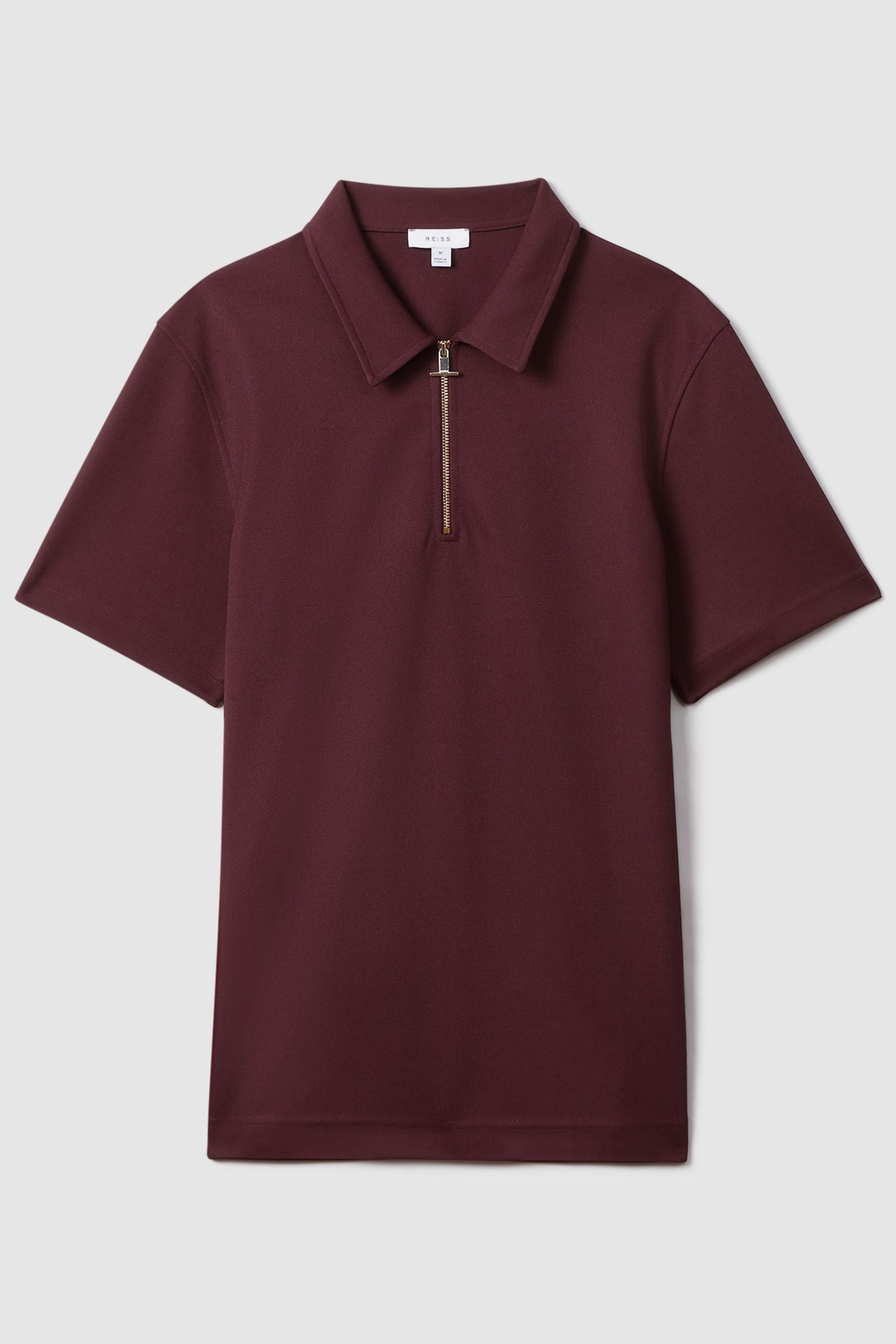 Reiss Bordeaux Floyd Slim Fit Half-Zip Polo Shirt - Image 2 of 5