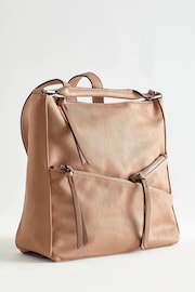 Tan Brown Side Zip Backpack - Image 1 of 7