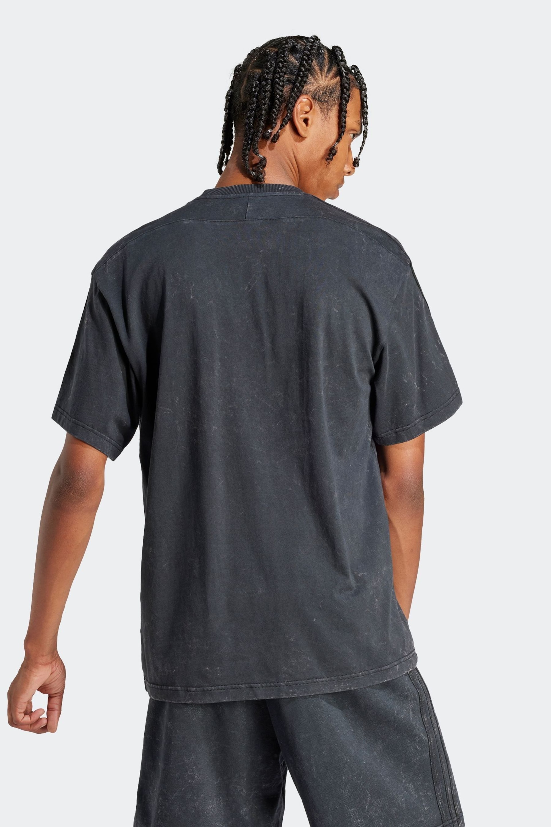adidas Grey Sportswear All Szn 3-Stripes Garment Wash T-Shirt - Image 2 of 6