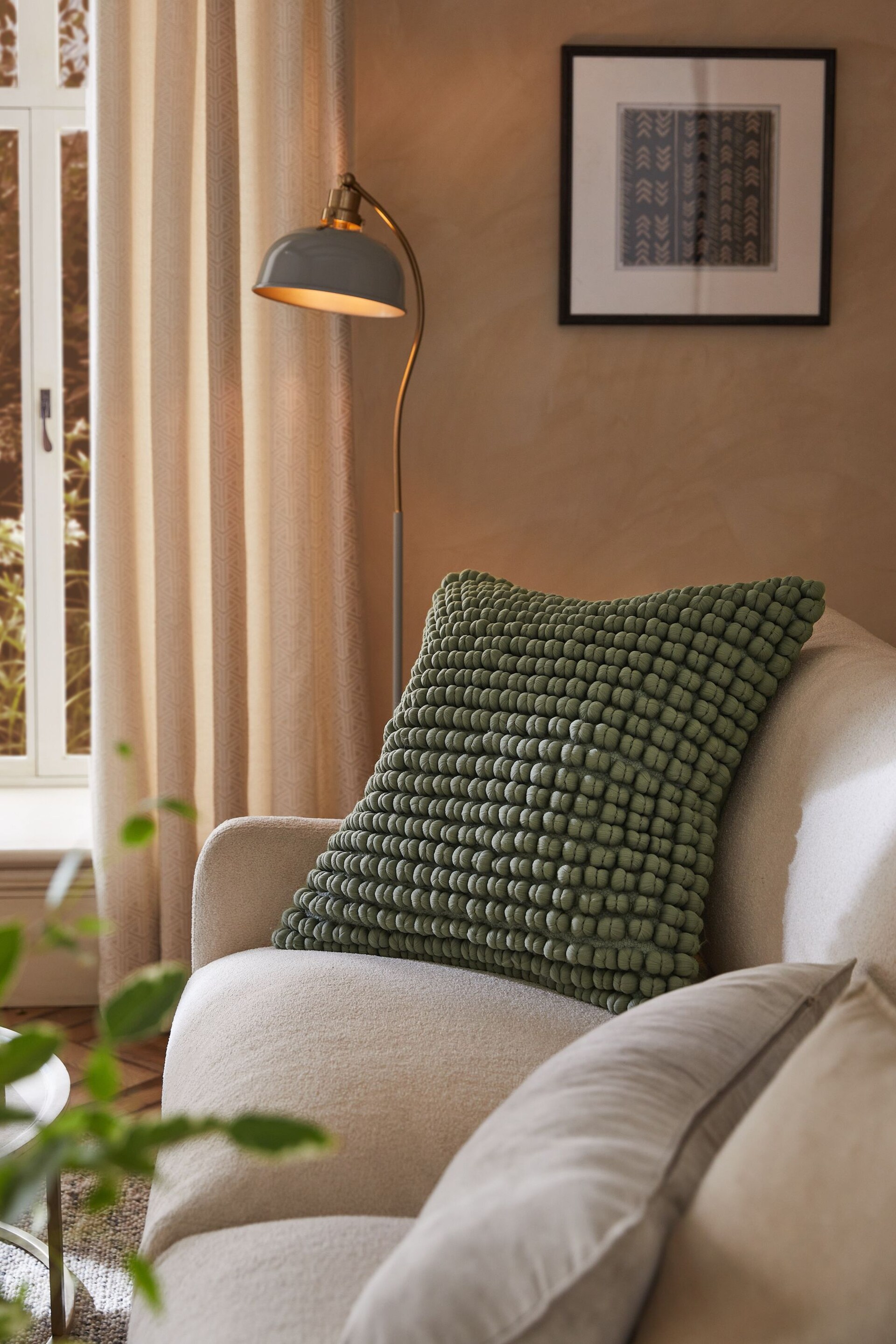 Sage Green 59 x 59cm Global Bobble Cushion - Image 1 of 5