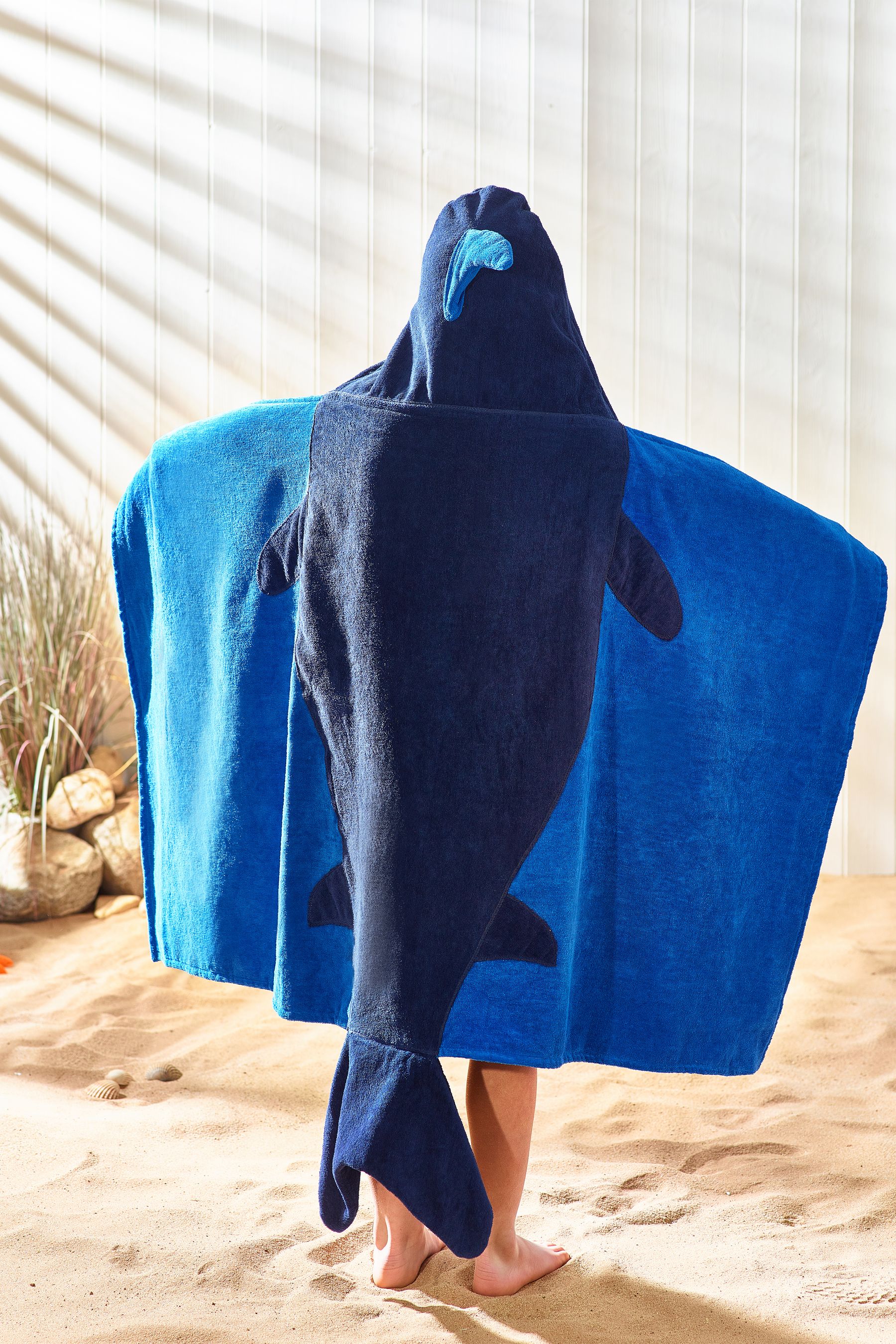 Buy Blue Kids 100 Cotton Hooded Beach Towel from the Next UK online shop