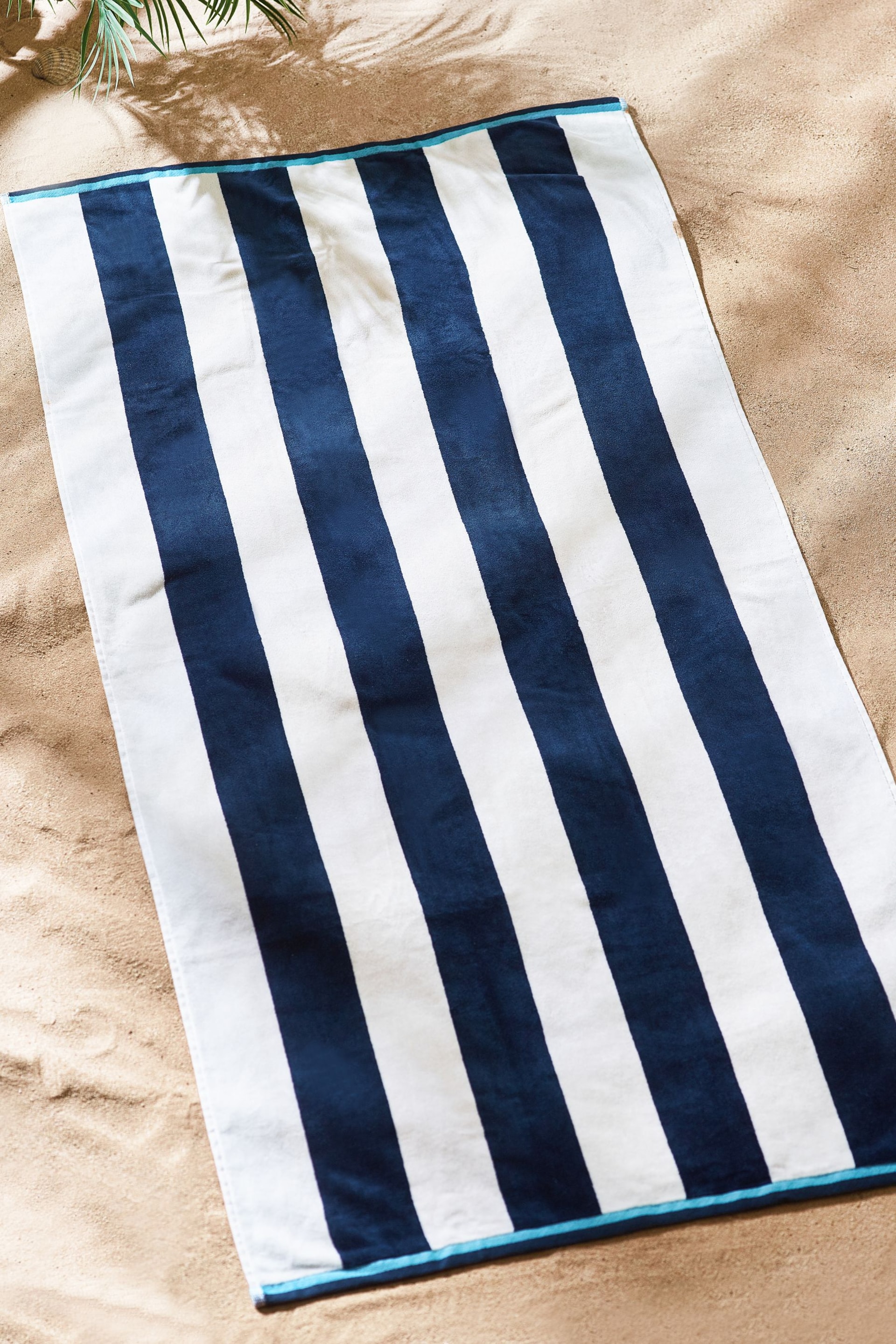 Blue Reversible Stripe Beach Towel - Image 1 of 6