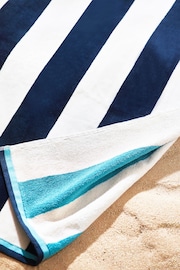 Blue Reversible Stripe Beach Towel - Image 2 of 6