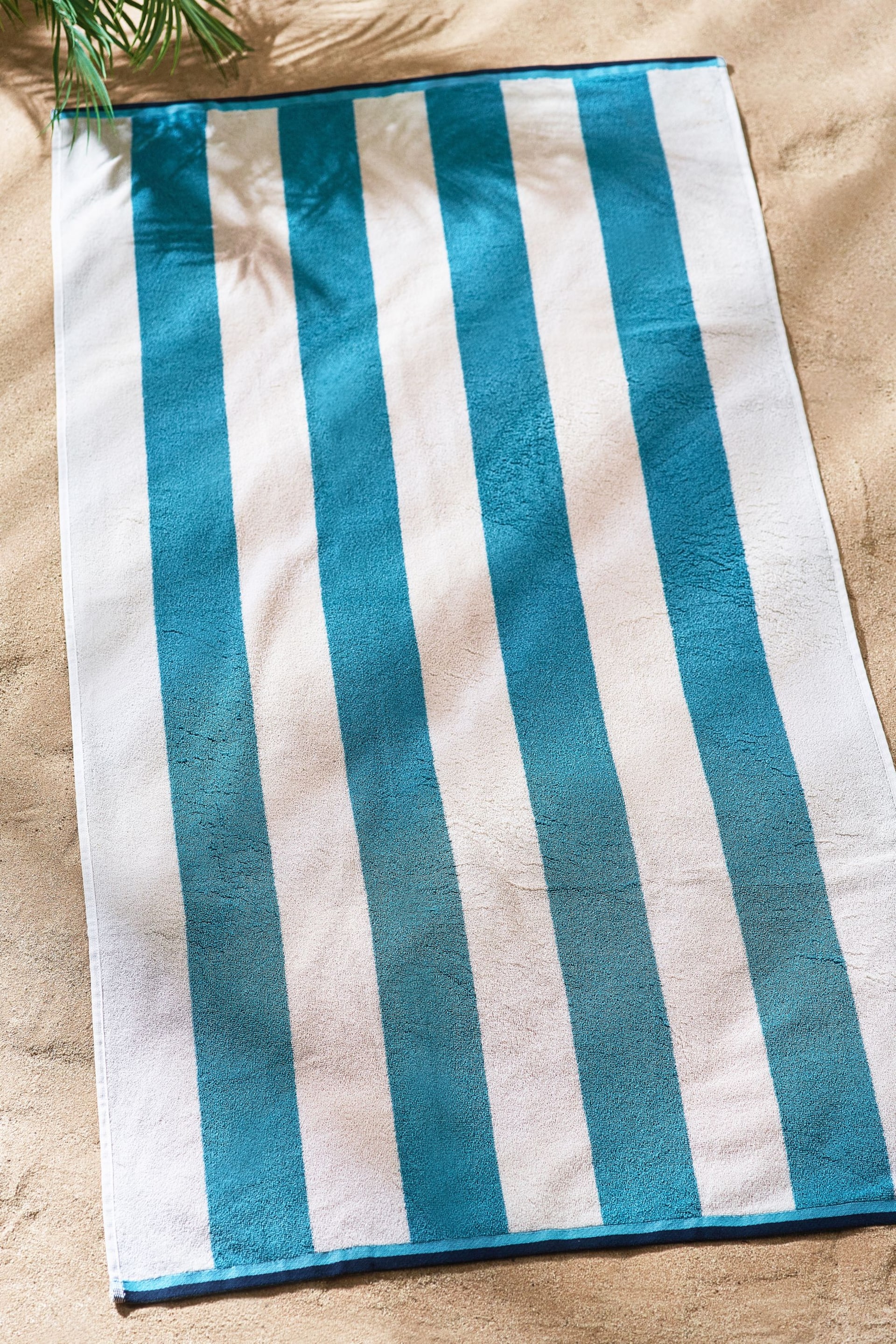 Blue Reversible Stripe Beach Towel - Image 4 of 6