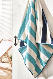 Blue Reversible Stripe Beach Towel - Image 5 of 6