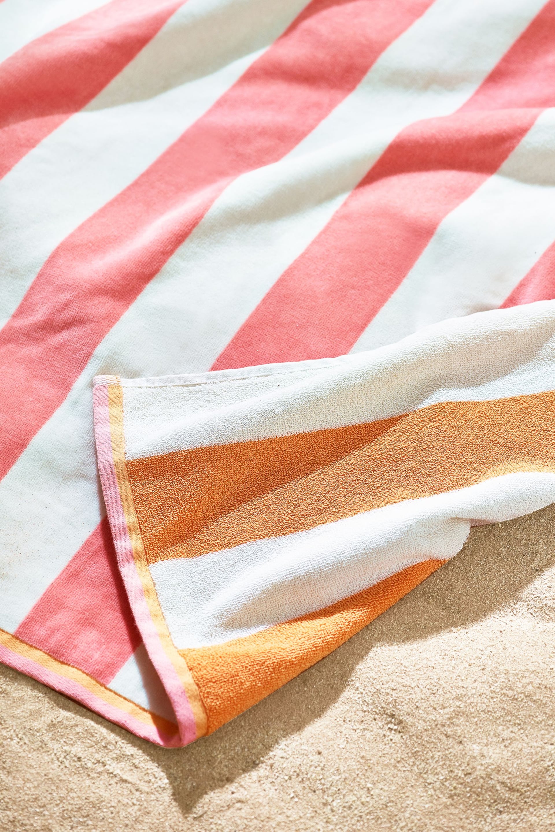 Pink Reversible Stripe Beach Towel - Image 2 of 5