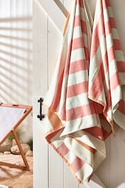 Pink Reversible Stripe Beach Towel - Image 5 of 5