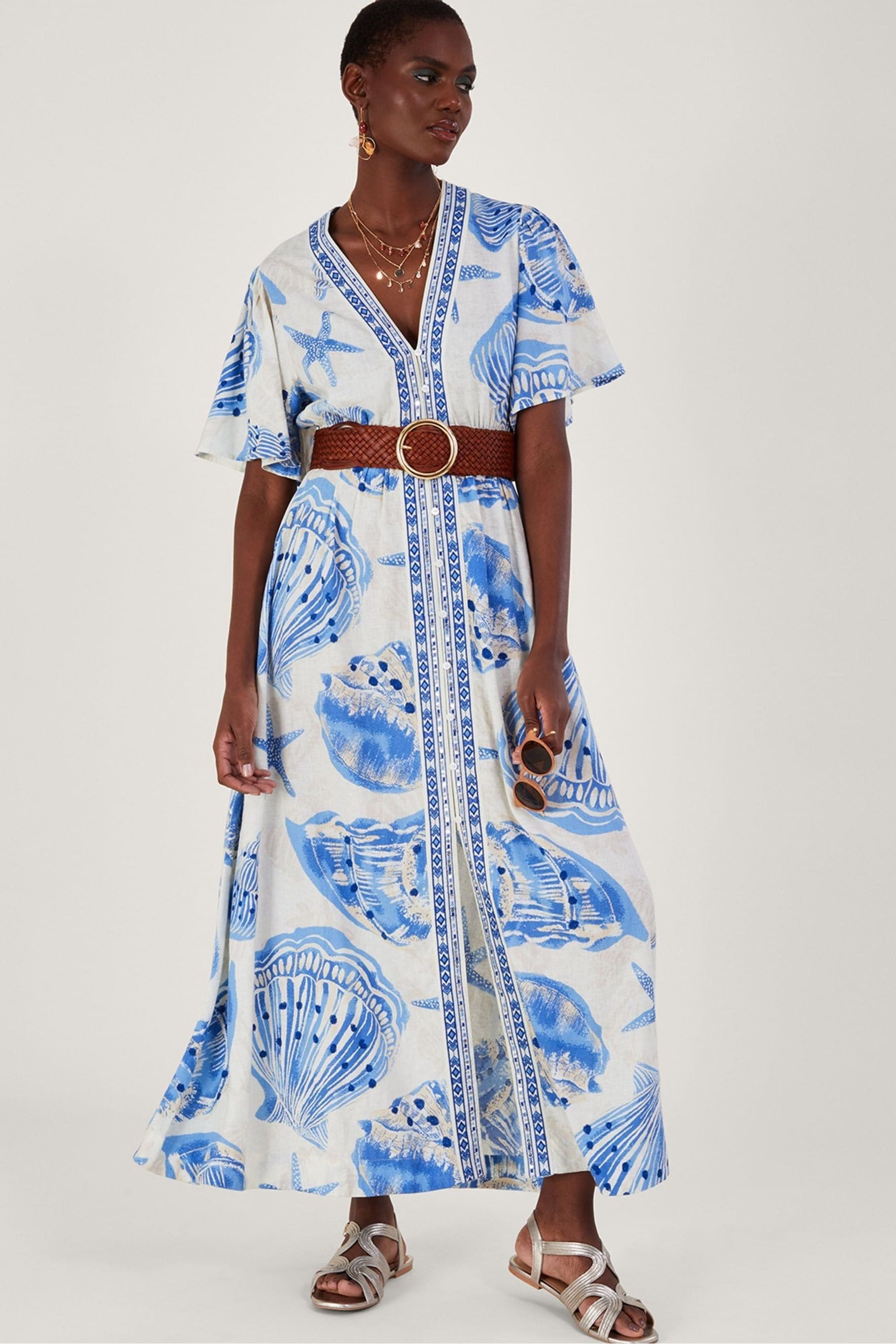 Monsoon white linen dress deals