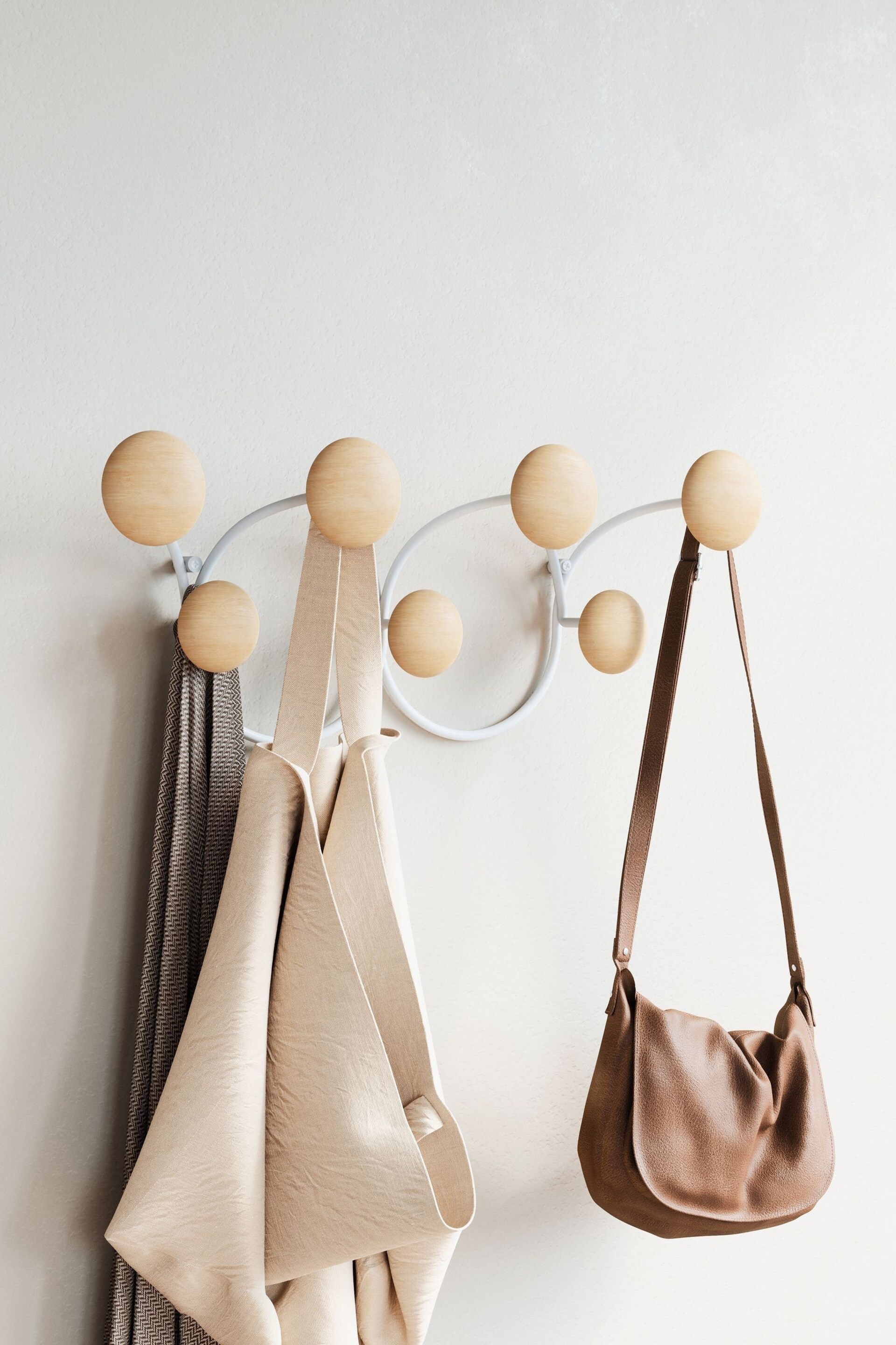 Umbra White Dotsy 7 hook Wall Mounted Coat Rack - Image 1 of 4