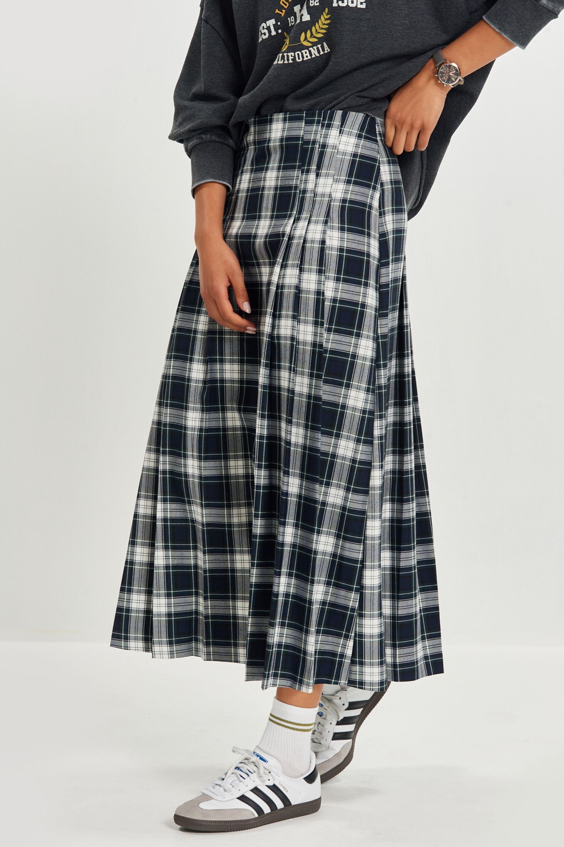 Blue Check Maxi Skirt - Image 1 of 6