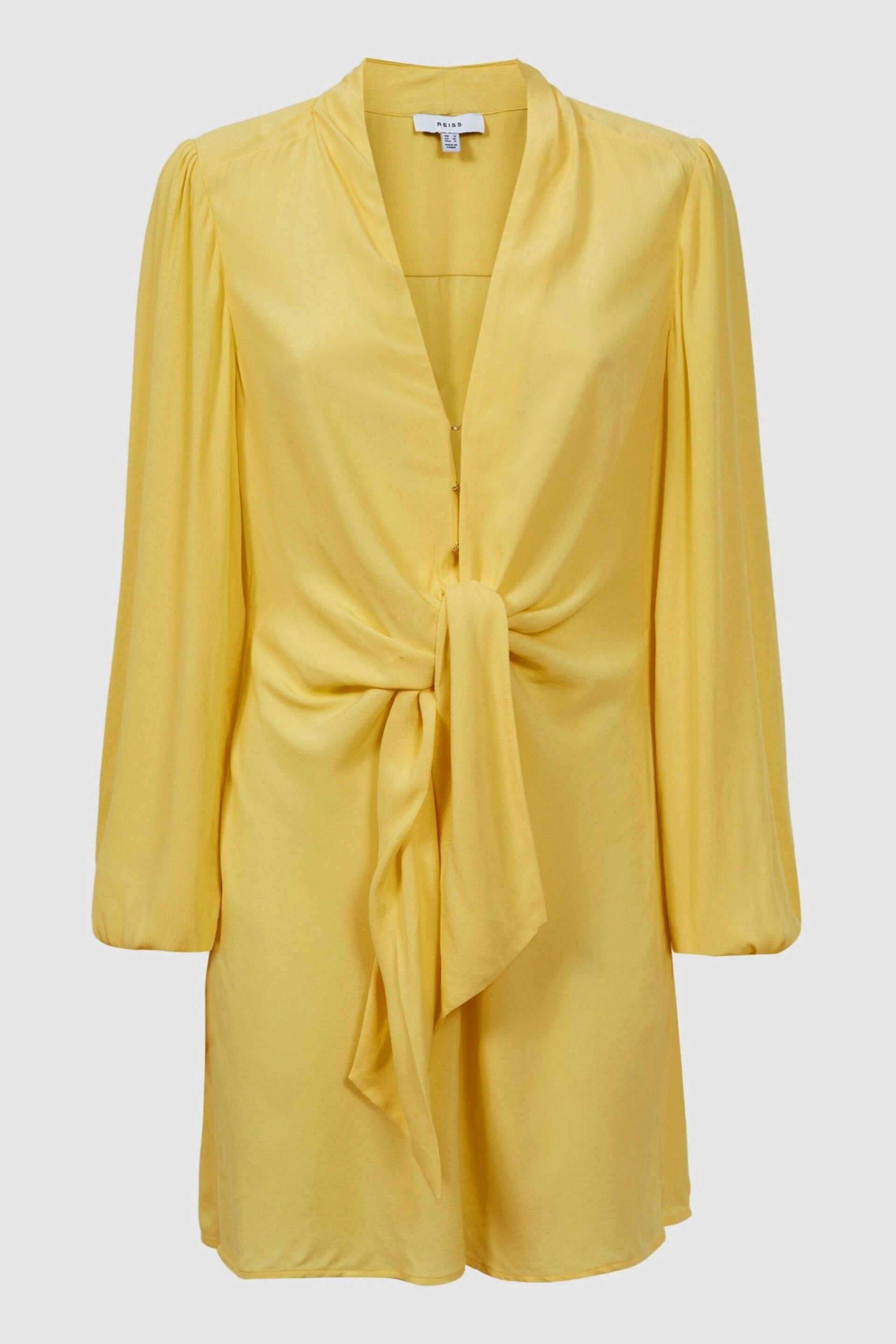Reiss Yellow Mabel Tie Front Mini Dress - Image 2 of 5