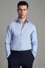 Reiss Mid Blue Remote Reg Cotton Sateen Shirt - Image 1 of 6