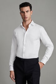 Reiss White Remote Reg Cotton Sateen Shirt - Image 1 of 6