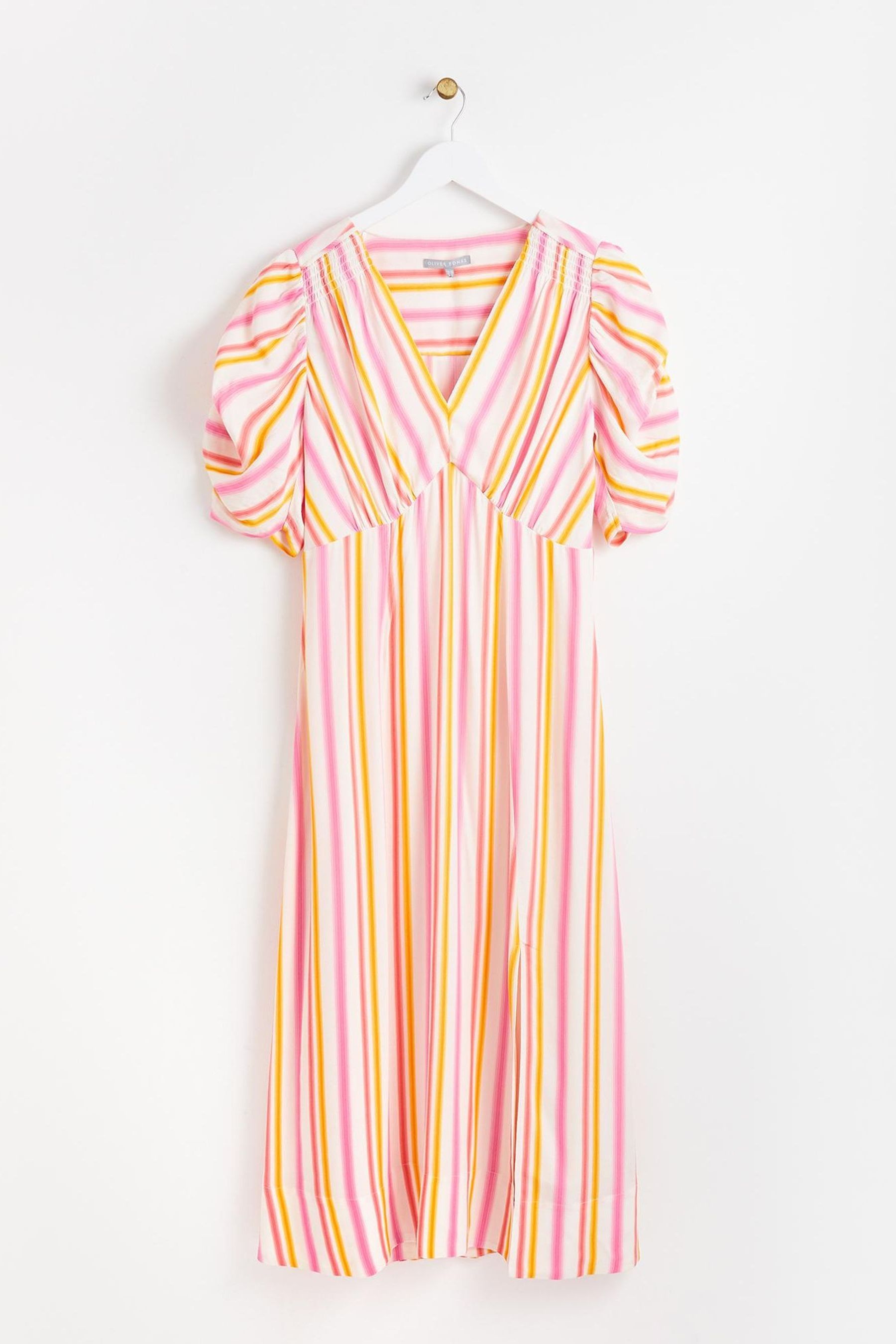 Buy Oliver Bonas Orange Striped V Neck Midi Dress from Next Luxembourg