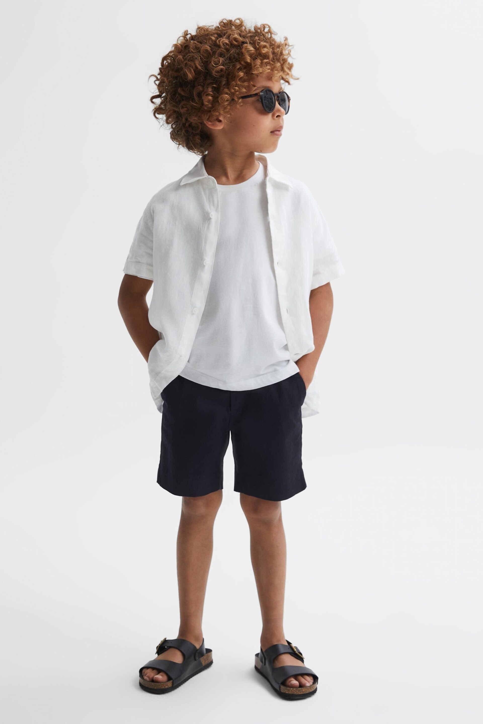 Reiss Navy Wicket Junior Casual Chino Shorts - Image 1 of 5