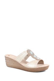 Pavers Gold Embellished Wedge Sandals - Image 4 of 6