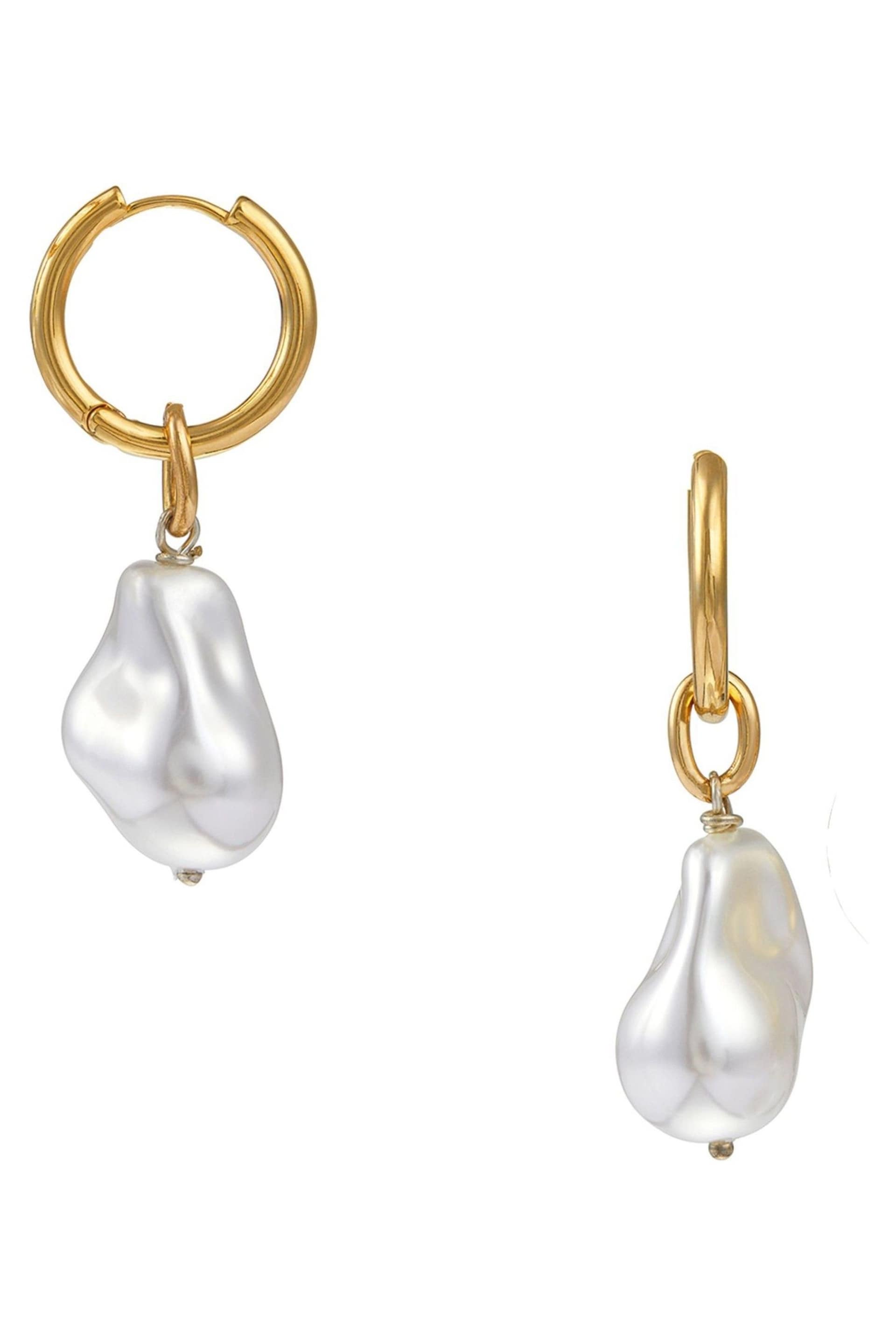 Orelia London Gold Plated Statement Pearl Drop Earrings - Image 1 of 2