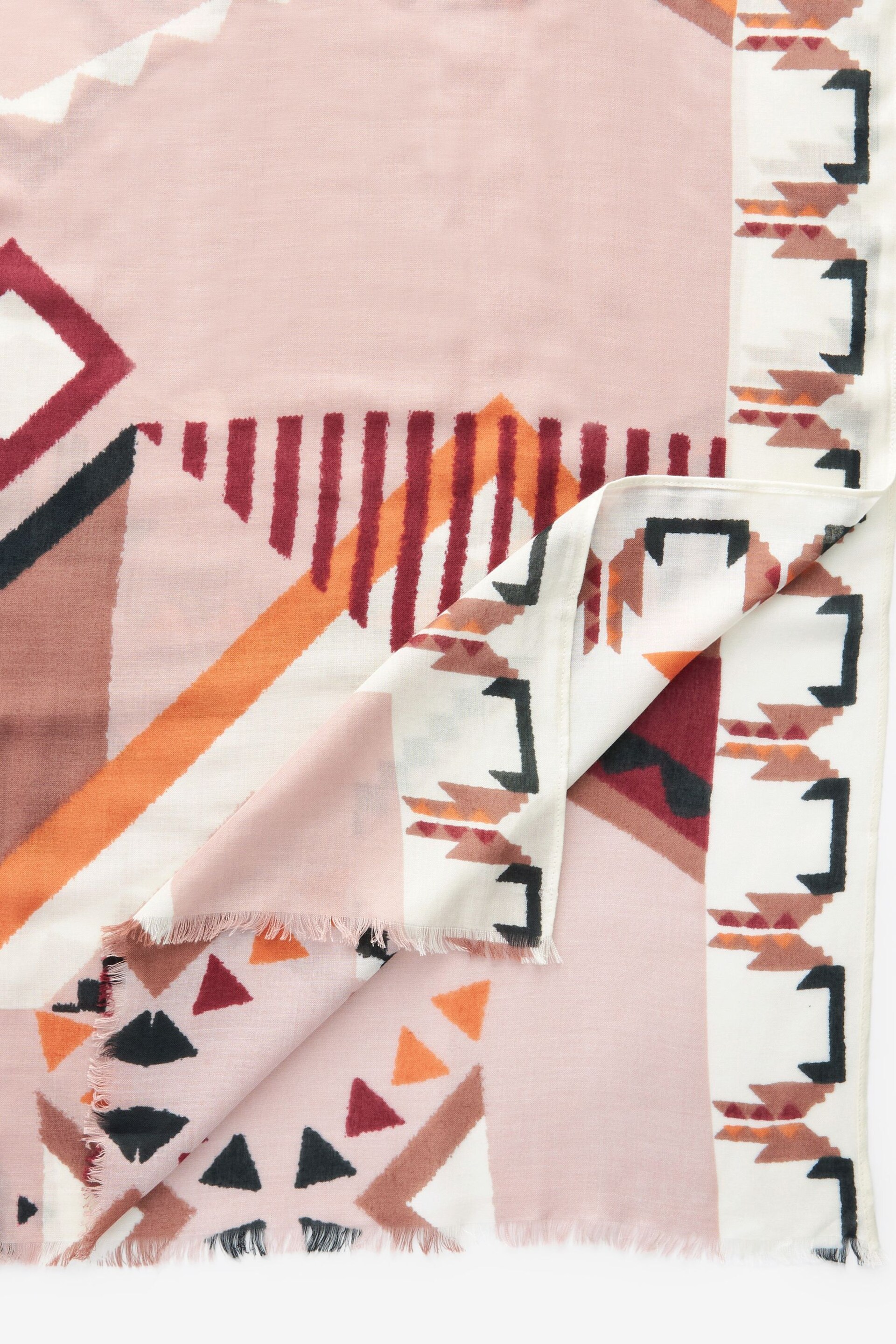 Brown/Pink Aztec Print Lightweight Scarf - Image 4 of 5