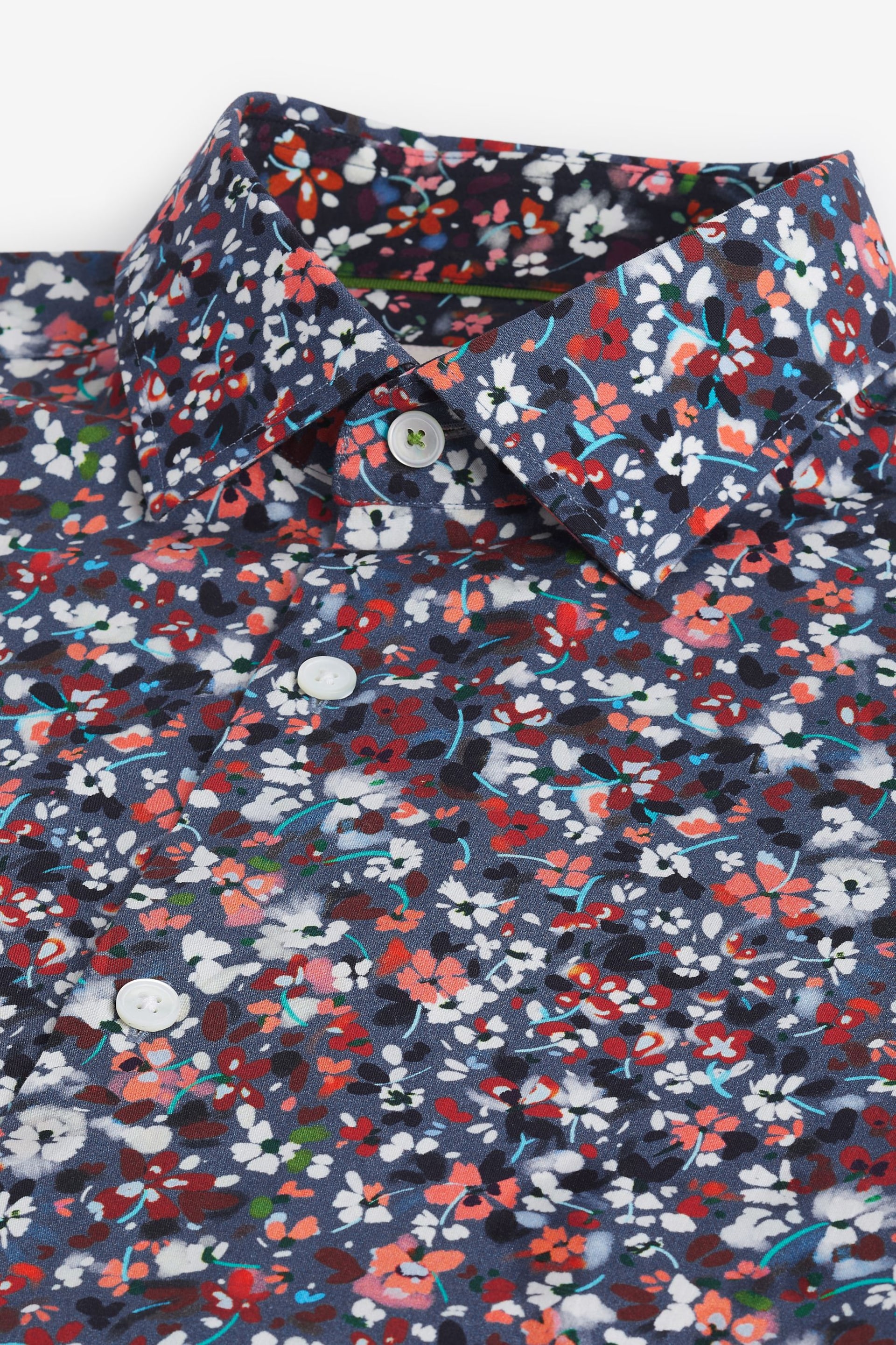 Blue Floral Signature Made With Italian Fabric Printed Short Sleeve Shirt - Image 6 of 7