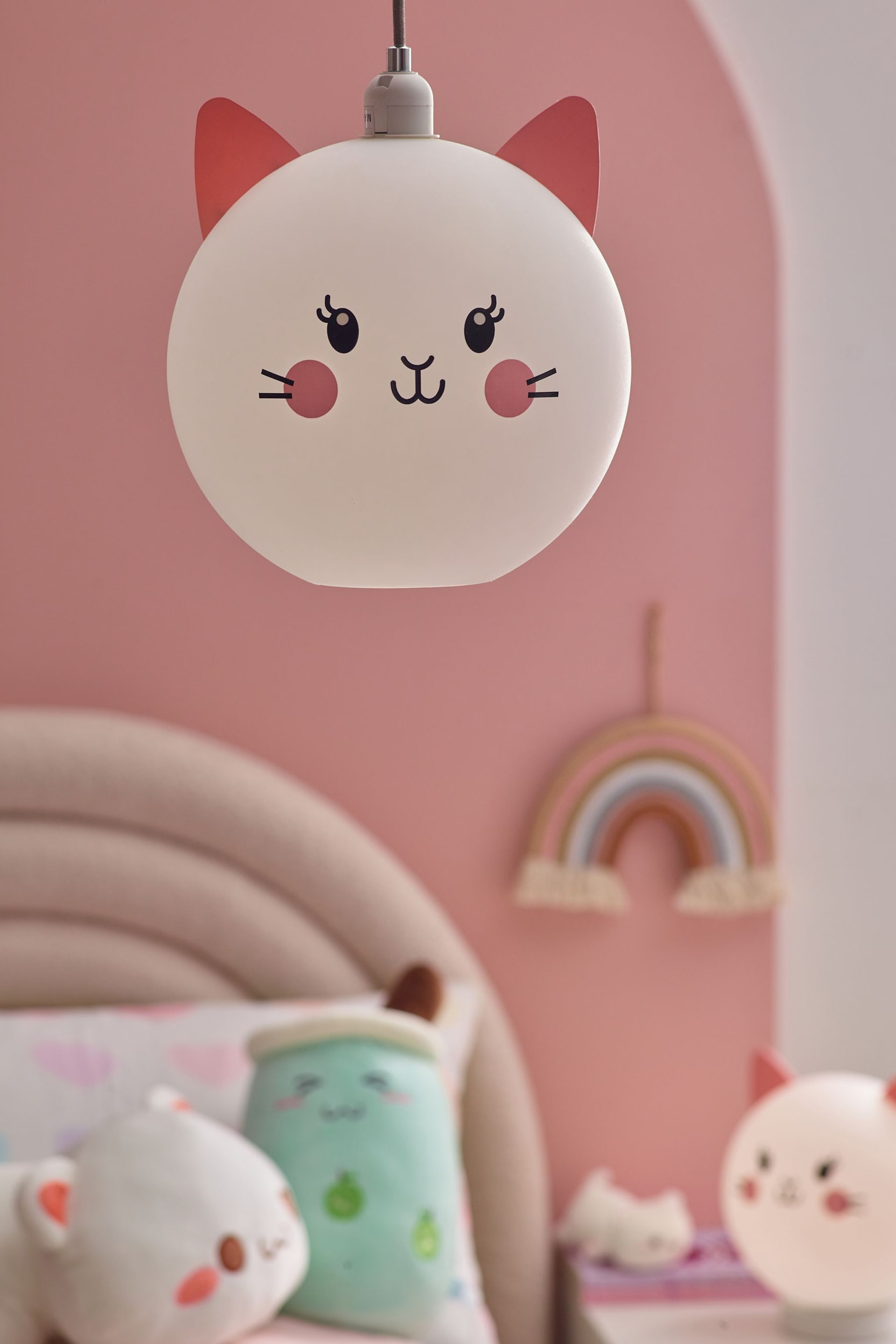 White Kawaii Cat Easy Fit  Pendant Light Shade - Image 1 of 5