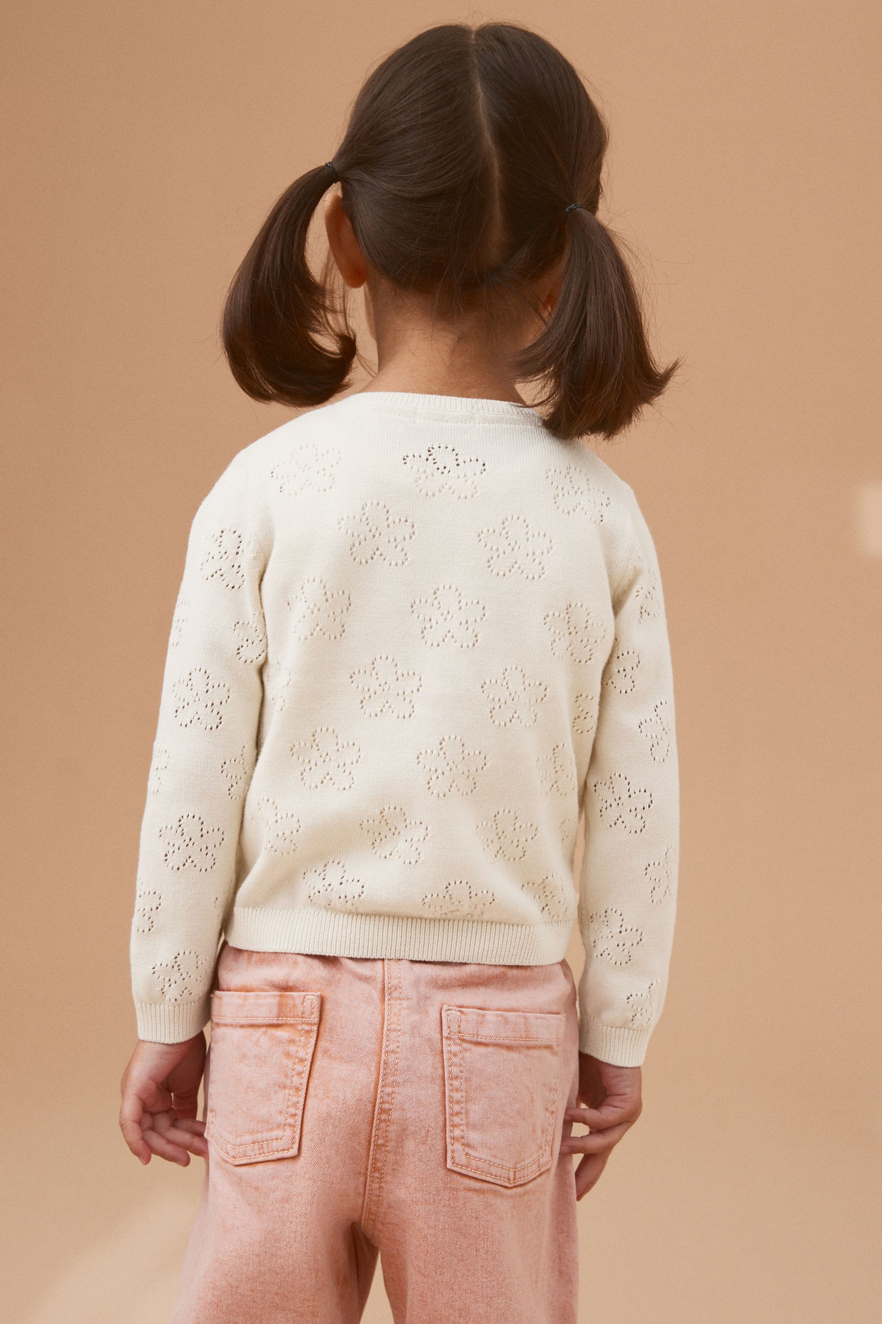 Buy Ecru Cream Marl 100 Cotton Flower Pointelle Cardigan 3mths 10yrs from Next Oman