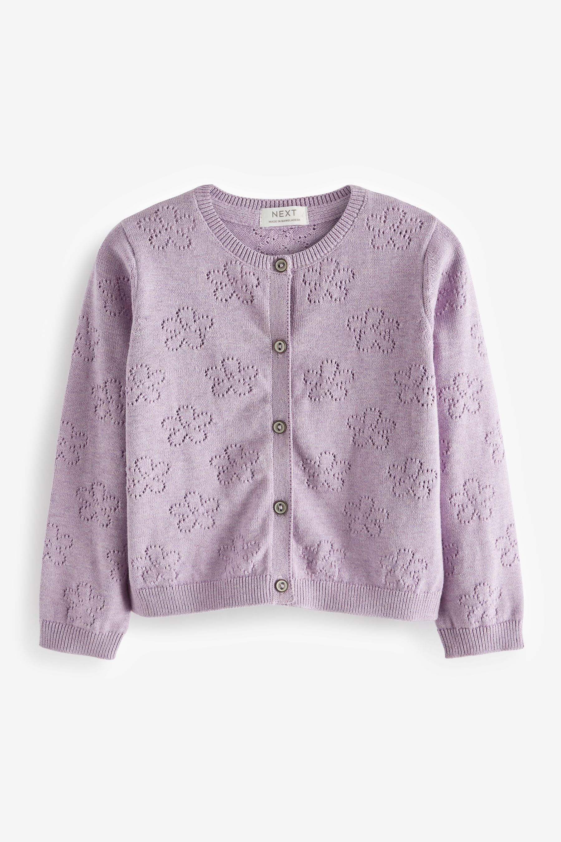 Buy Lilac Purple Flower Pointelle Cardigan 3mths 10yrs from Next Luxembourg