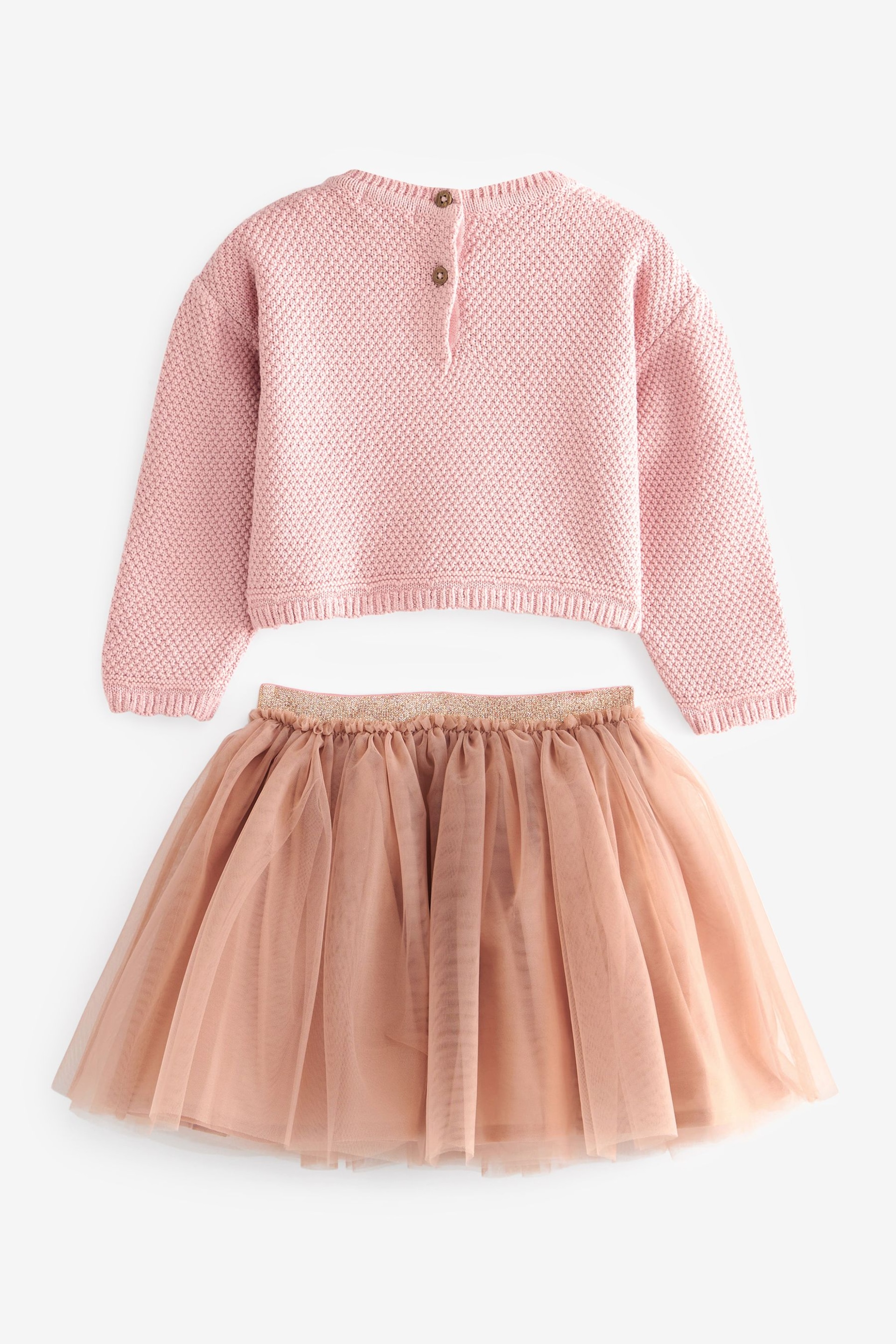 Pink 2pc Jumper And Mesh Skirt Set (3mths-7yrs) - Image 6 of 7
