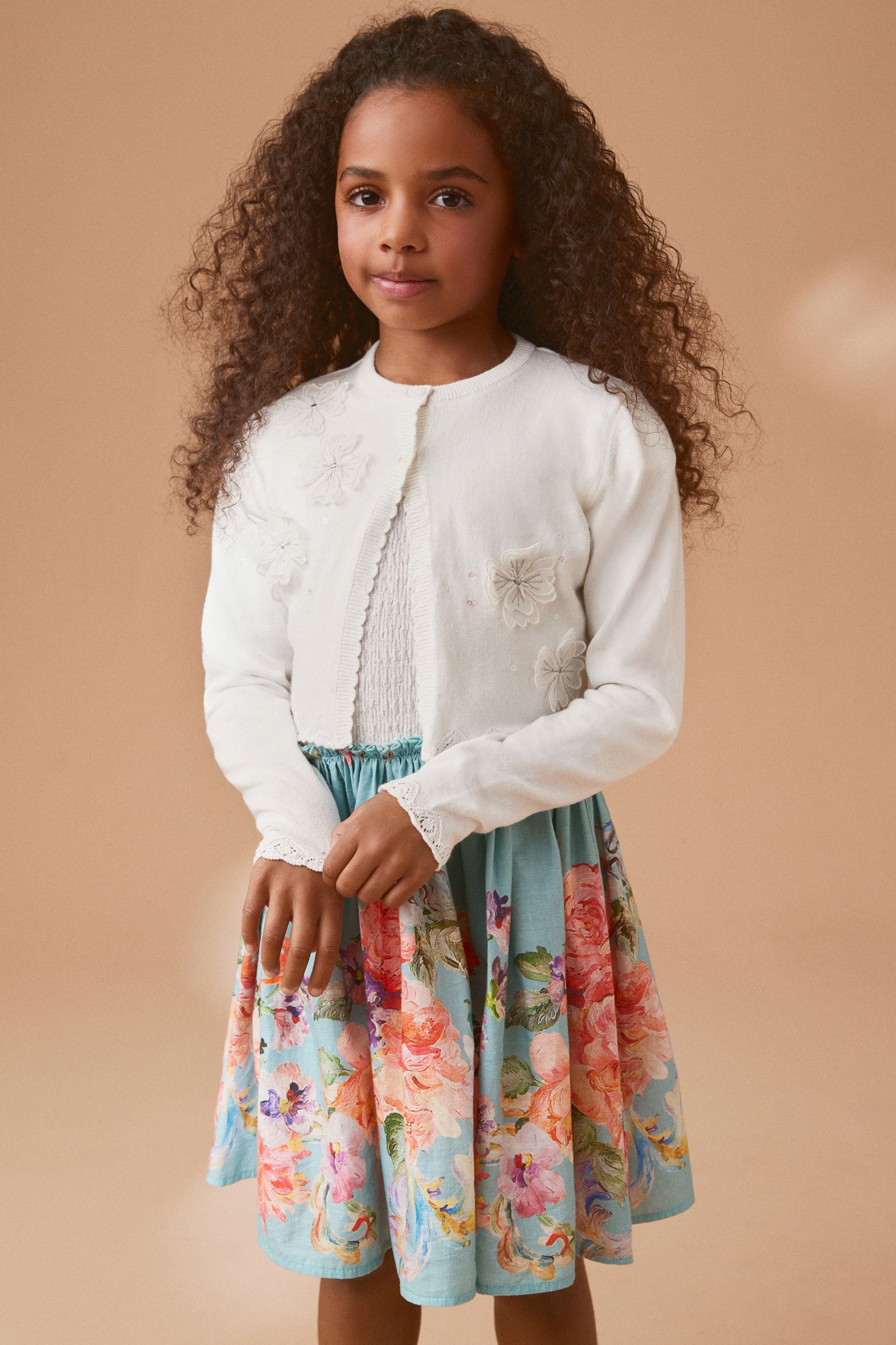 Buy Ecru Sequin Flower Shrug Cardigan 3mths 16yrs from Next Luxembourg
